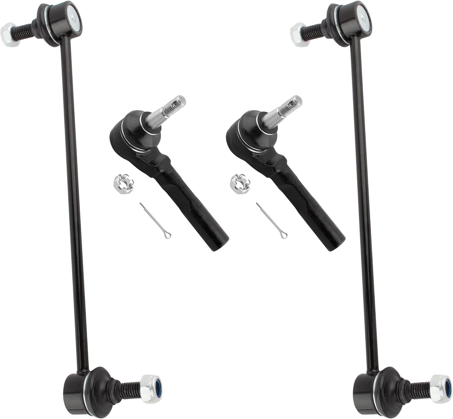 BOXI 4pcs Front Sway Bar End Links + Outer Tie Rods Fit for Chevrolet Malibu 2004 2005 2006 2007 2008 2009 for Pontiac G6 2005 2006 2007 2008 2009 2010 for Saturn Aura 2007 2008 2009 | K80252 ES800086