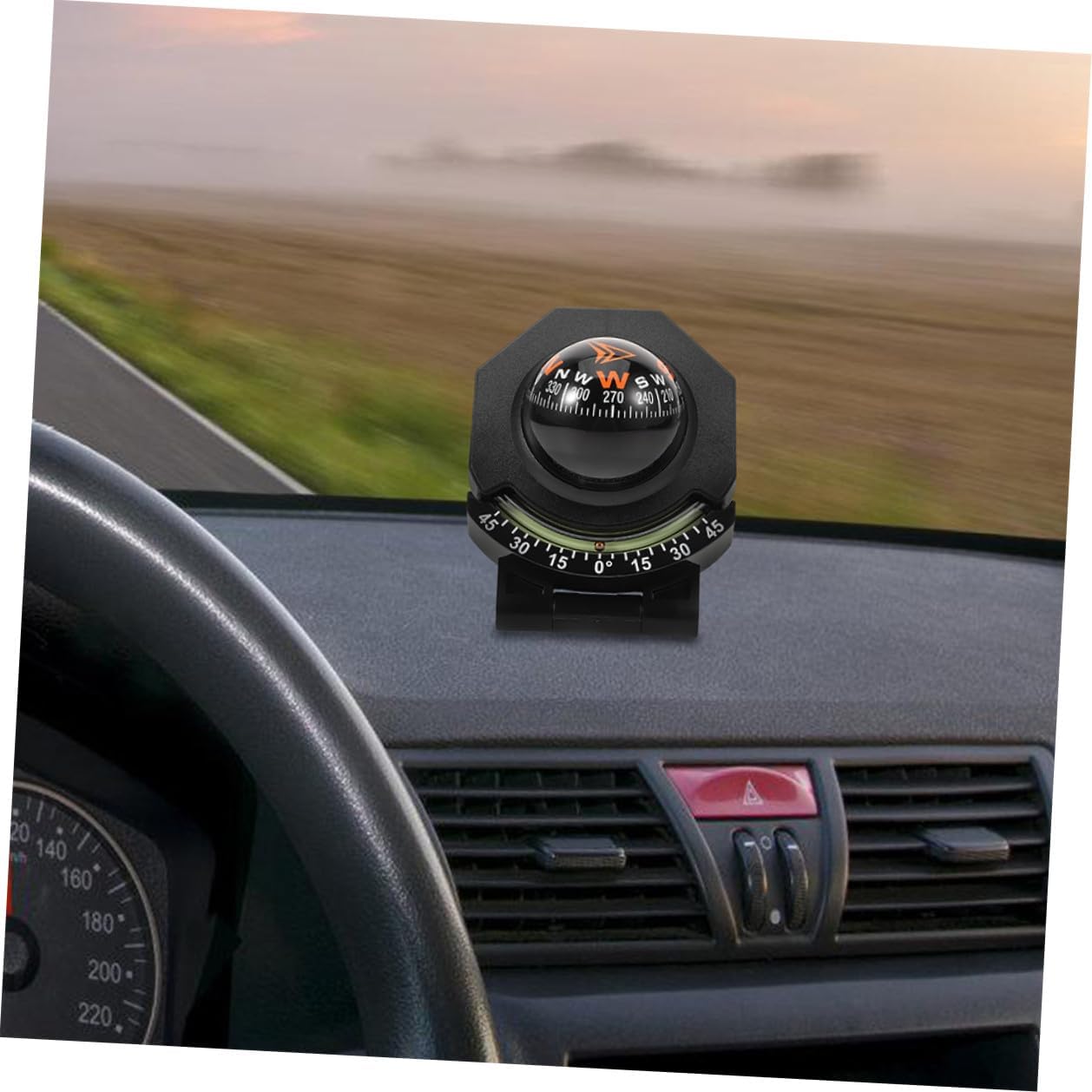 2pcs Car Compass Auto with Inclinometer Dashboard Mount High Precision Vehicle Navigation Compass for Cars and Boats