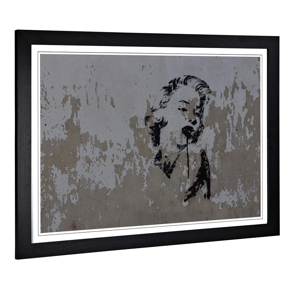 Big Box Art Framed Print of Marilyn Monroe Graffiti Design | Wall Art Picture | Home Decor for Kitchen, Living Room, Bedroom, Hallway, Black, A2 / 24.5x18 Inch / 62x45cm