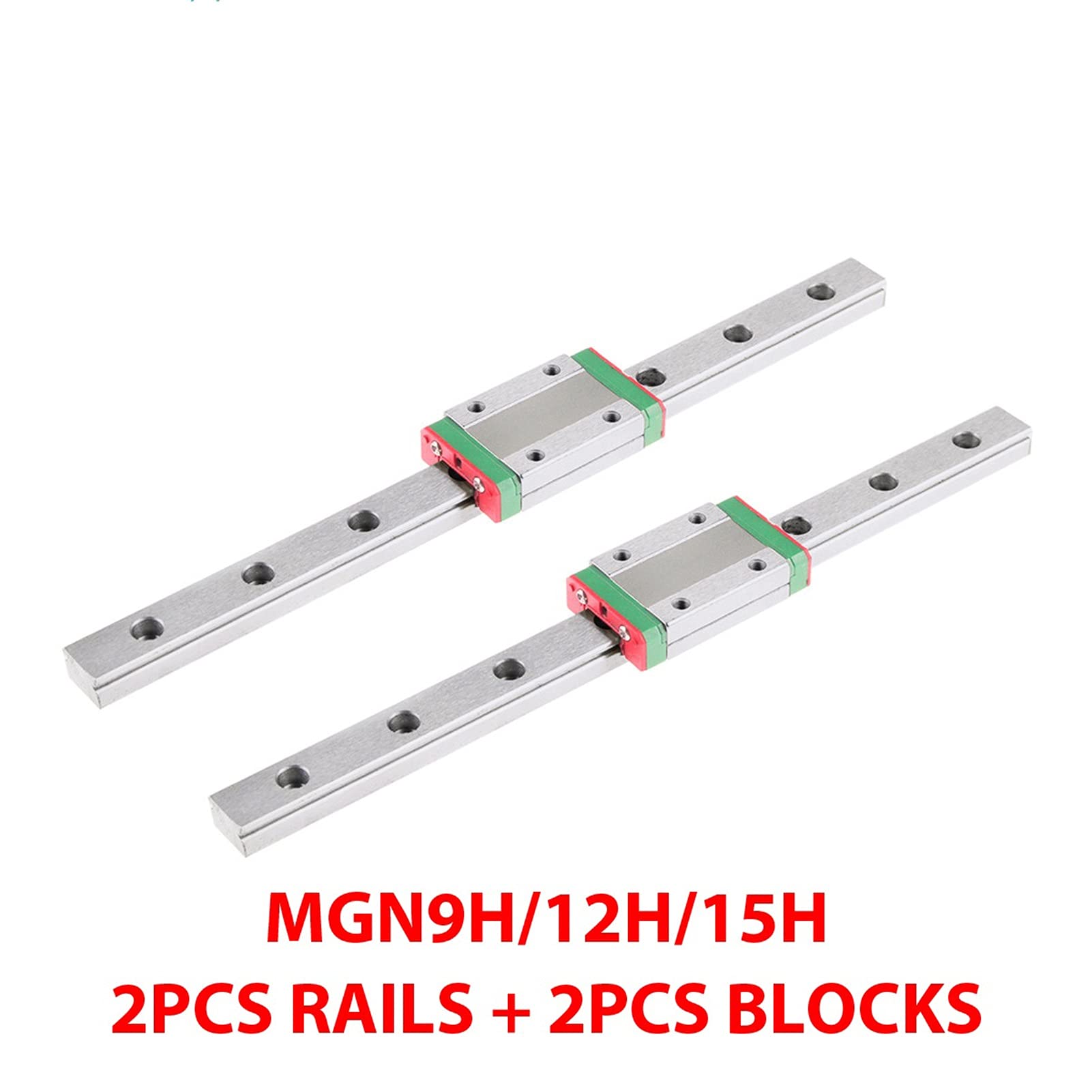 Glissière De Rail Linéaire Miniature, Chariot De Guidage MGN9H MGN12H MGN15H for Pièces CNC, Rail De Guidage 2 Pièces(MGN15H,300mm)