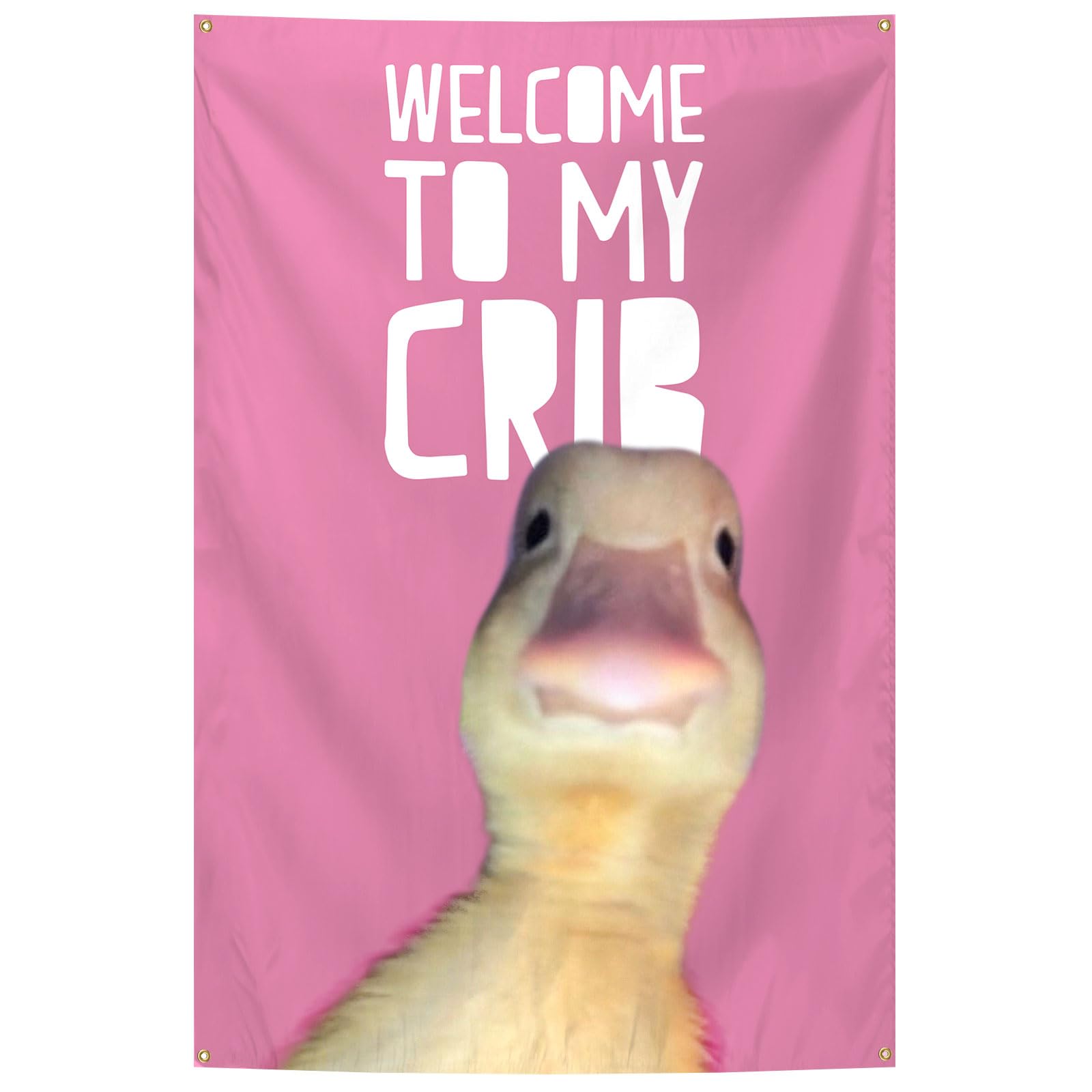 Welcome To My Crib Flag 2X3 FT Pink Funny Duck Flags Funny Man Cave Wall Flag With Brass Grommets For Bedroom Bar Man Cave College Dorm Room Decor (OOFKSMC-001)