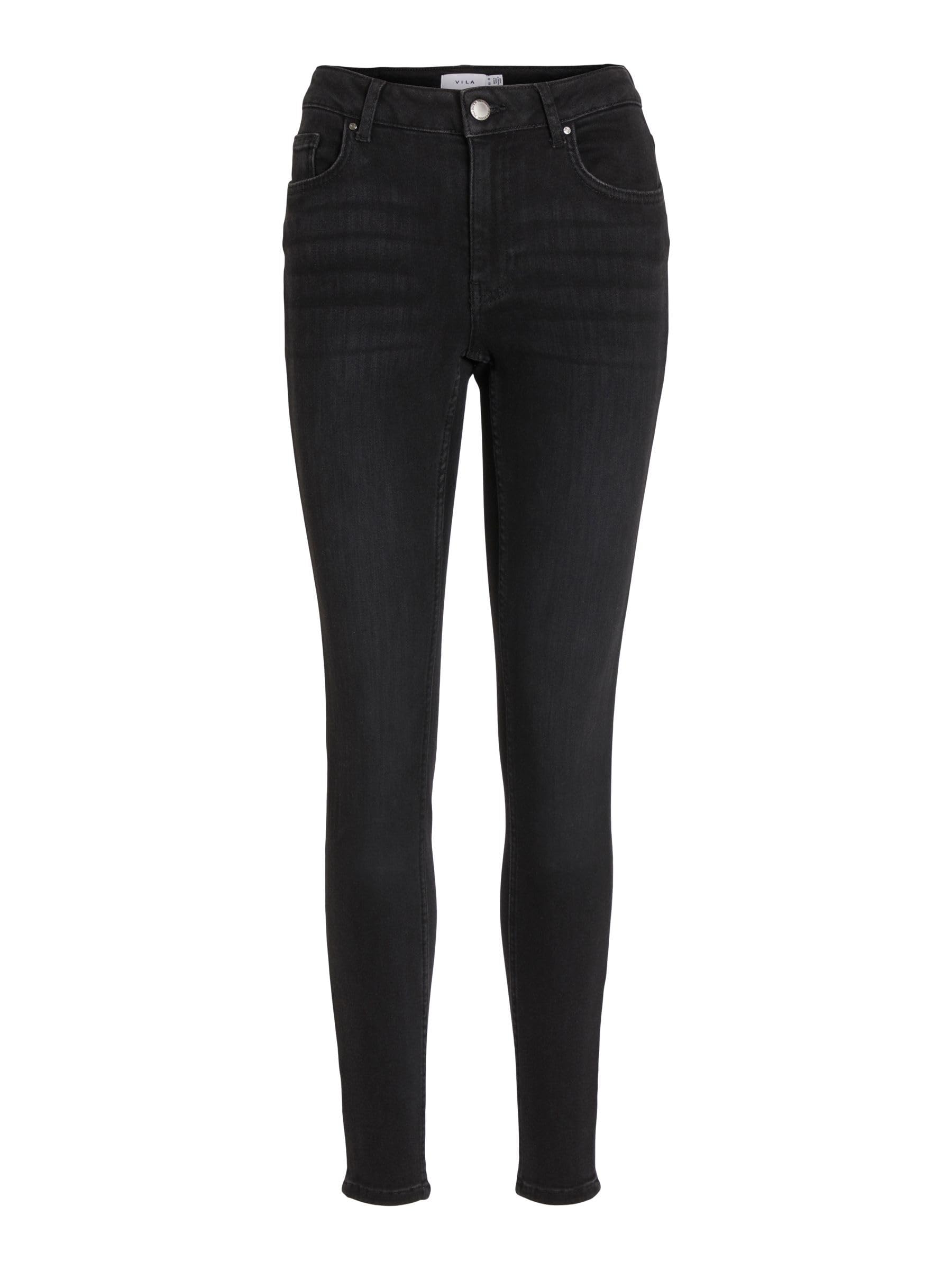 VILA Women's VISARAH WU01 RW Skinny Jeans/SU - NOOS Jeans, Black Denim, S/30