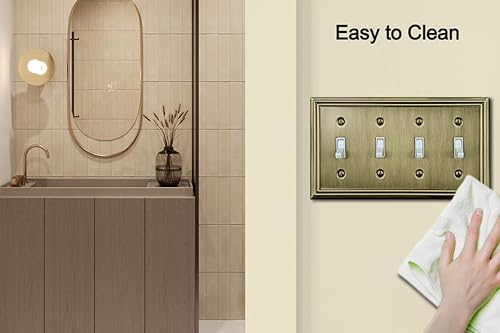 Vista 25 de Adler - Placa de pared de metal para interruptor de luz dúplex de palanca/dúplex, paquete de 2 unidades de latón antiguo, cubierta de salida