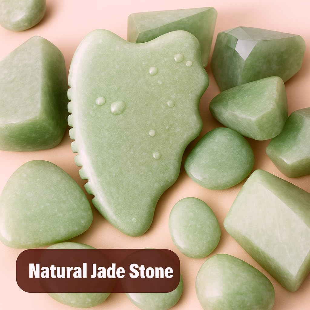 Gua Sha Facial Tools,Jade Gua Sha Stone Comb Edge, Guasha Tool for Face Jawline Sculpting Gifts - Image 3