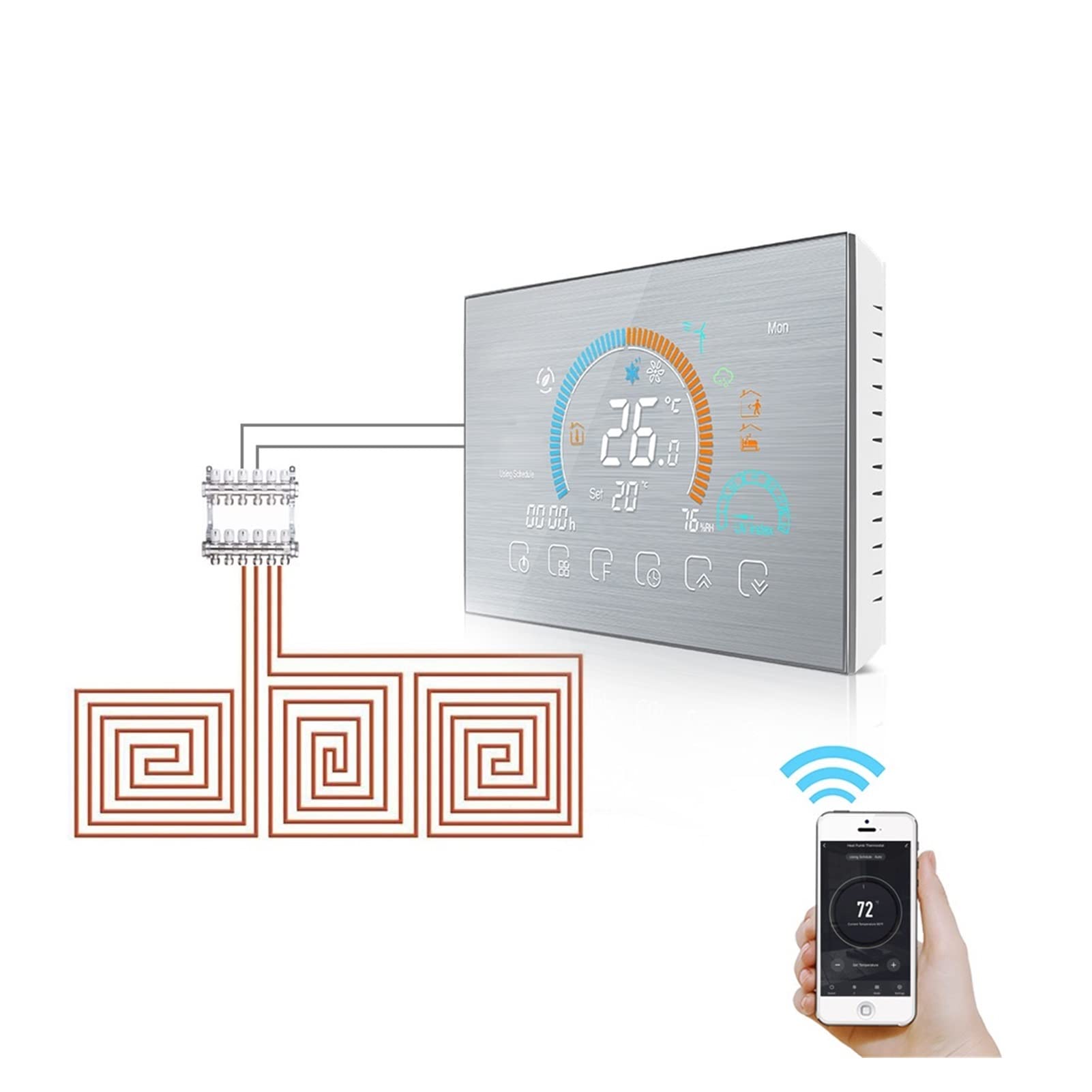 Termometro da interno igrometro digitale Termostato WiFi Termostato Temperatura Temperatura Ambientazione interna Acqua/Gas Boiler Meteo Stazione Meteo Tuya Smart Voice Control Con display LCD(Water