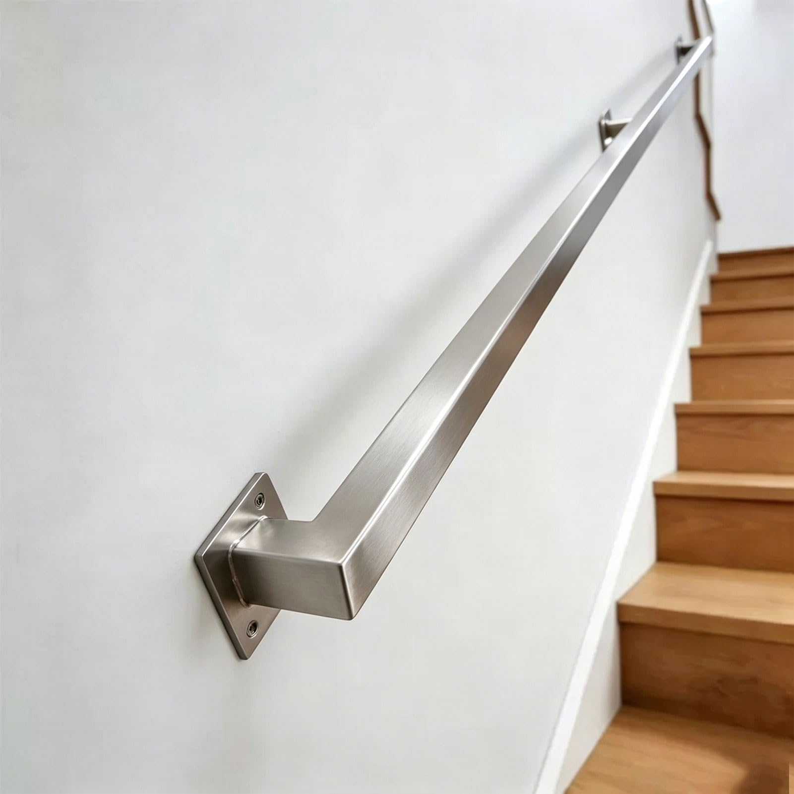 Sxbhdm One Color Handrails For Stairs, Stainless Steel Staircase Railing Brackets Wall Support, Industrial Safety Non-Slip Hand Rail For Indoor And Outdoor Stair(9Ft/270Cm)