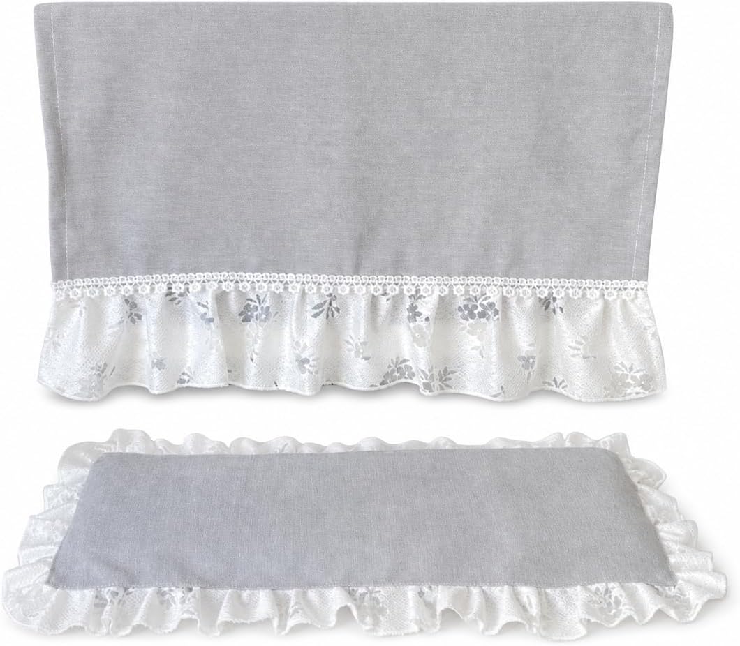 Gray Screen Cover with Lace, Desktop Screen Decoration Dust Cover Protector, for Home