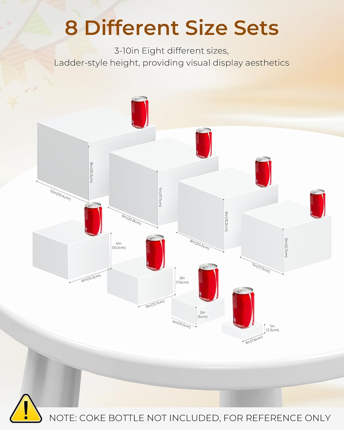 Soporte de Pastelería Decorativos, Juego de 8 oporte Exhibición de Alimentos para Buffet, Soporte Tartas, Mesa Dulce Accesorios para Bodas/Fiestas/Eventos, Blanco