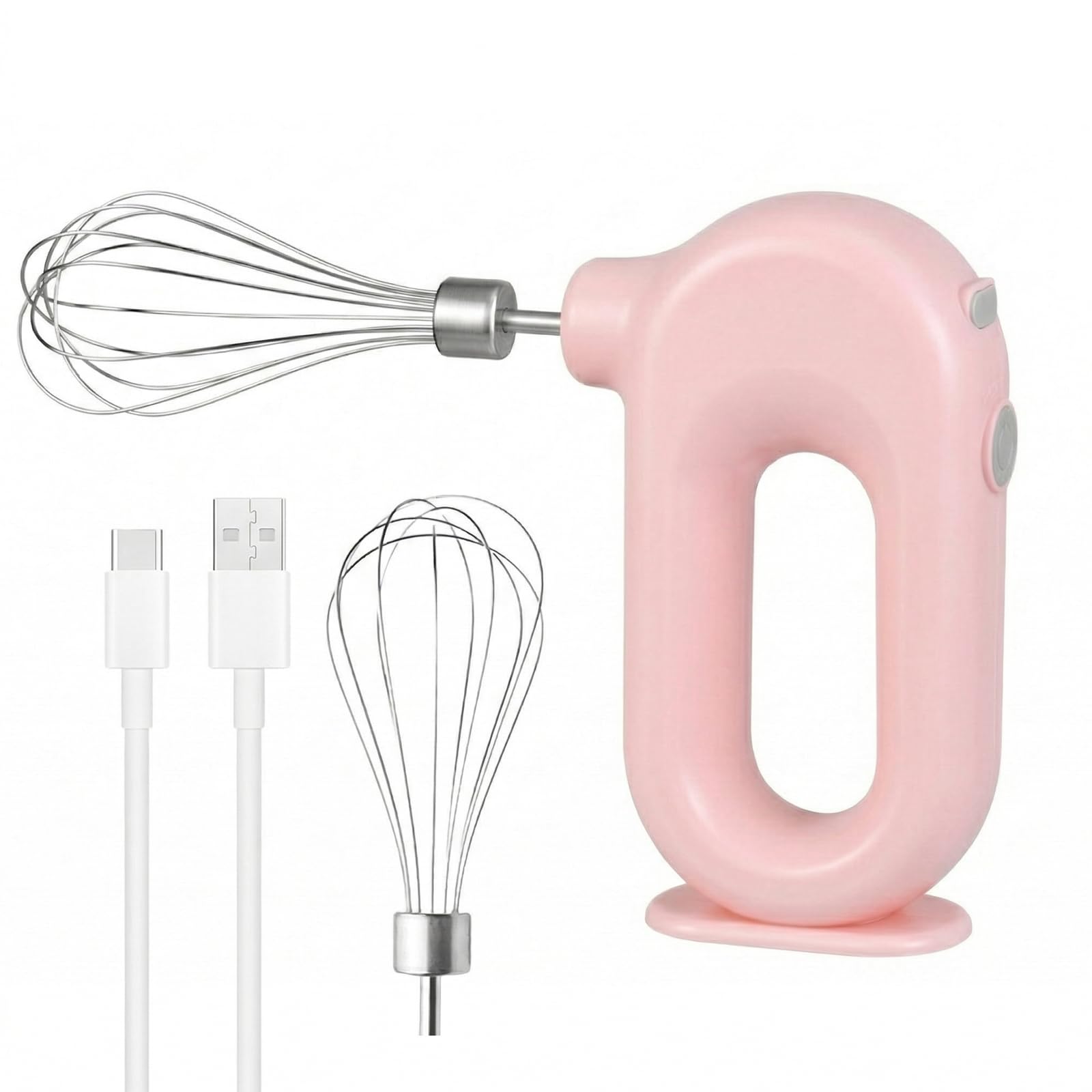 Batidora de mano inalámbrica eléctrica: mini batidora de mano con 4 niveles y 2 batidores, batidora eléctrica recargable por USB, batidora eléctrica, batidora de huevos para hornear, crema, pasteles