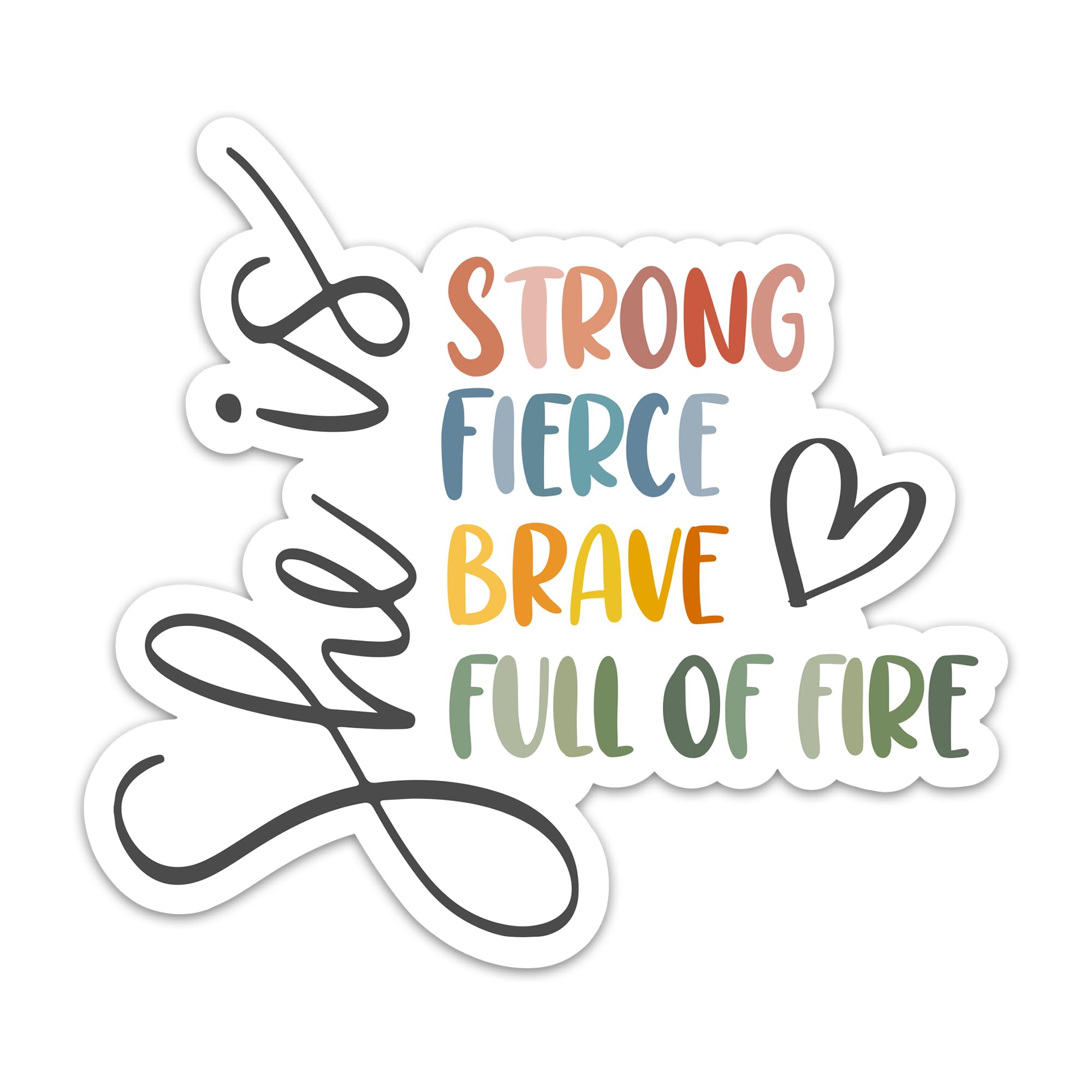 (3PCs) She is Strong Fierce Brave Full of Fire Motivational Sticker, Inspirational Feminism Waterproof Vinyl Women Empowerment Stickers for Water