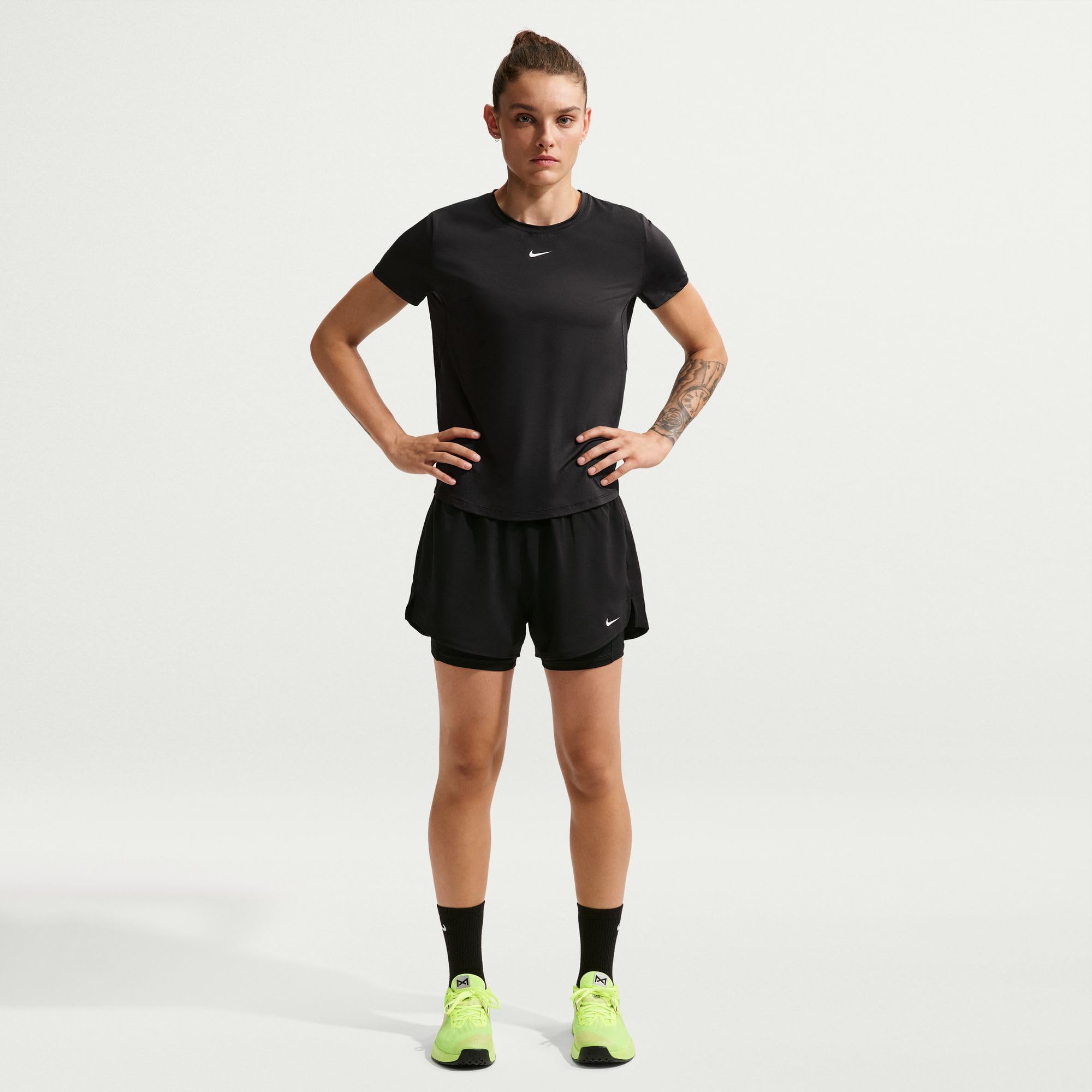 NIKE W NK ONE DF HR 3IN 2N1 Short Shorts Black/White