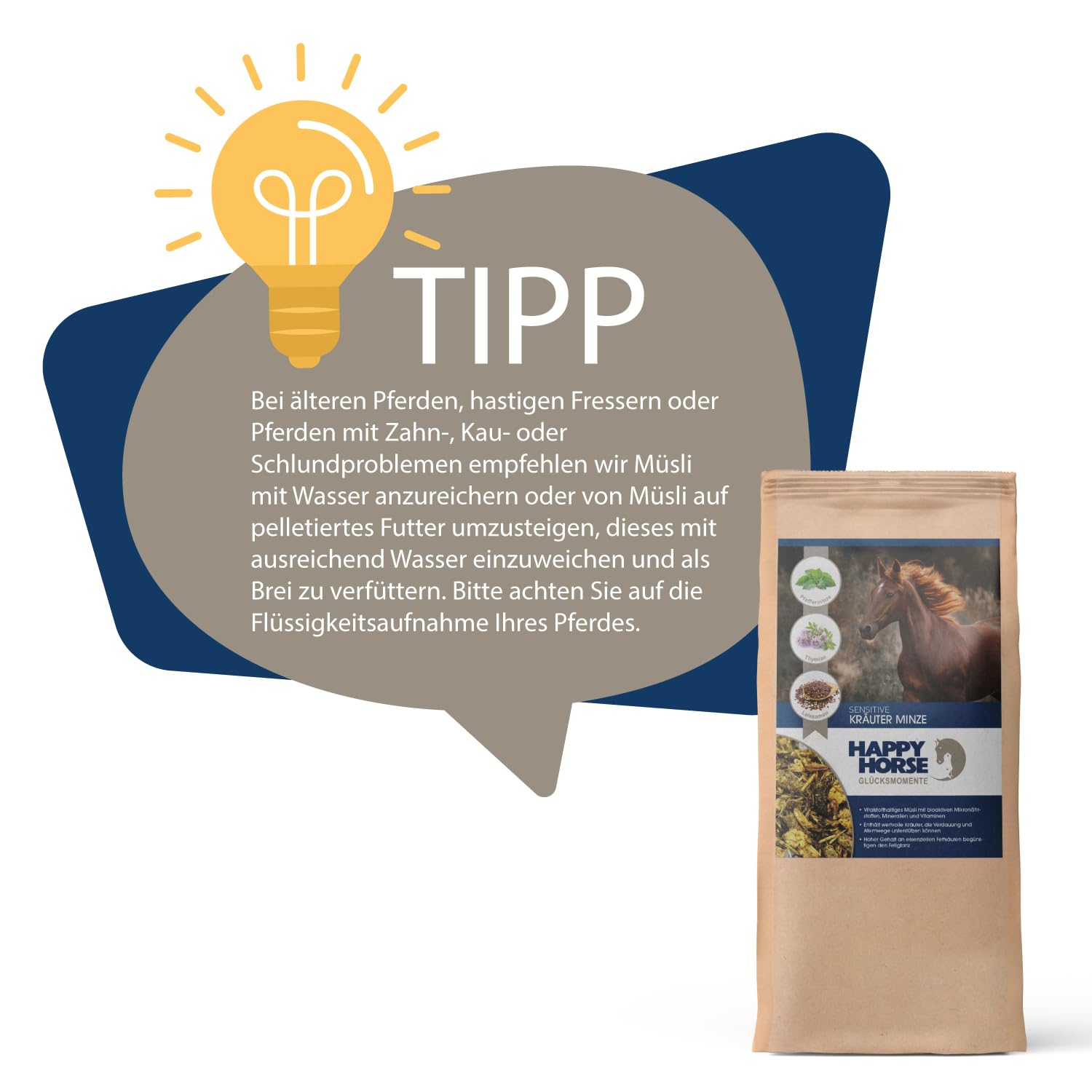 HAPPY HORSE Sensitive Kräuter Minze 2 x 14 kg – Pferdefutter zur Unterstützung der Atemwege - Mit Fenchel, Kamille und Rosmarin - Mineralstoffreiches Ergänzungsfutter für Sport- & Freizeitpferde