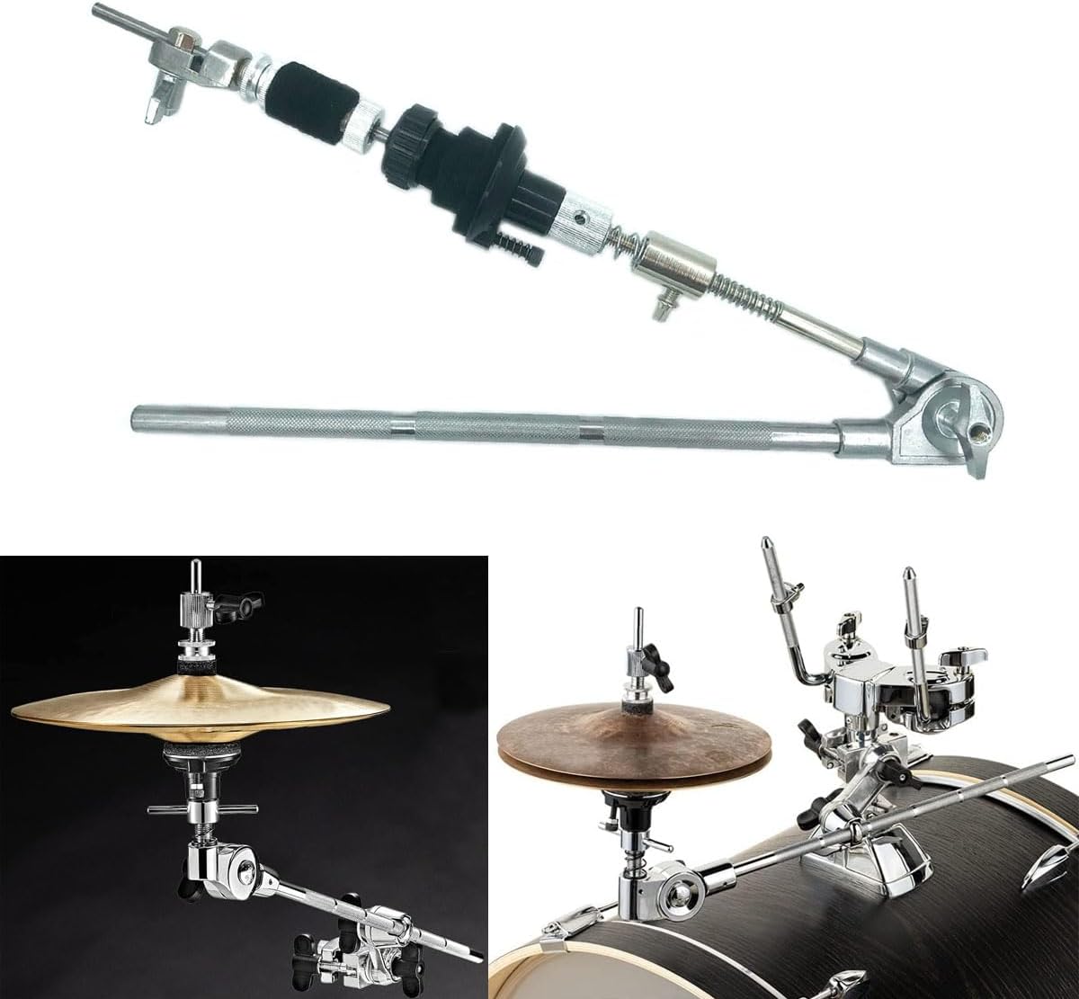 Cymbal Stand Arm Attachment Compatible with Closed Hi-Hat Boom Arm Closed Hi-Hat Holder Mount Attachment for Cymbal Stand Drum Set Percussion Instruments Hardware Accessories