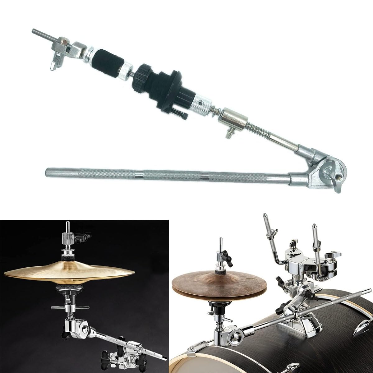 Beckenständer Arm Befestigung Kompatibel mit Geschlossenem Hi-Hat Galgenarm Geschlossener Hi-Hat Halter Mount Befestigung für Beckenständer Schlagzeug Set Percussion Instrumente Hardware