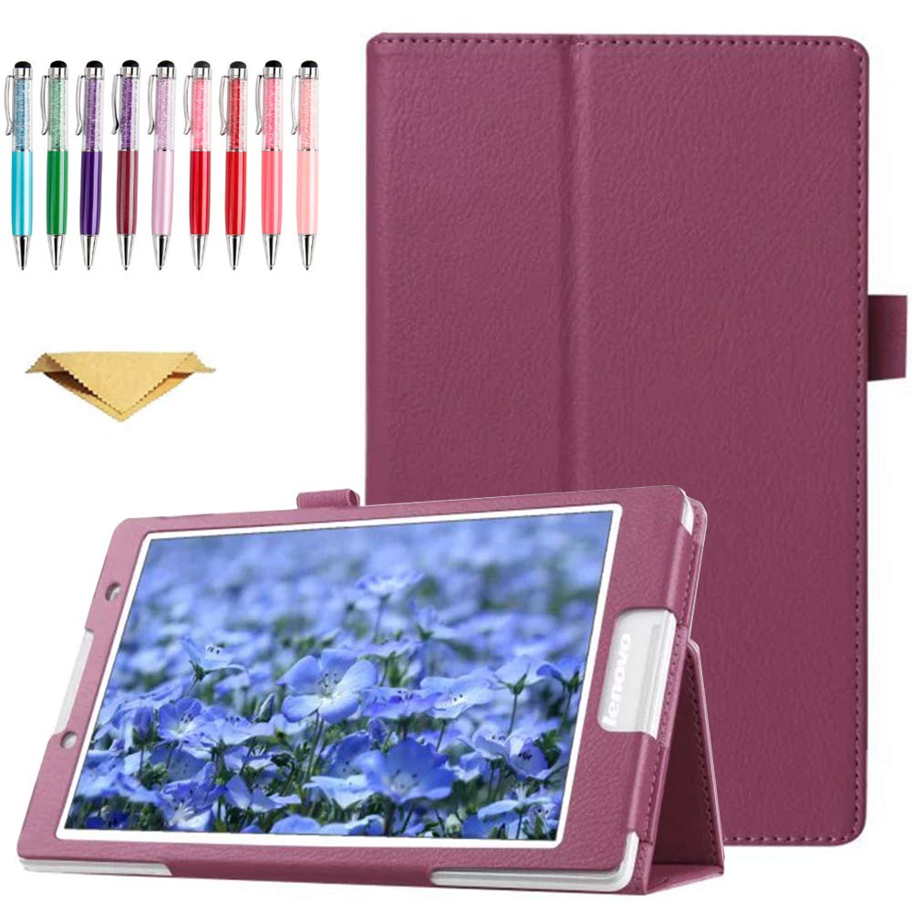 Case for Lenovo Tab 7 Essential (TB-7304F, TB-7304I) / Lenovo Tab 7 (TB-7504F, TB-7504X), Slim PU Leather Folio 2-Folding Stand Cover for Lenovo Tab 7 Essential/Lenovo Tab 7, Purple