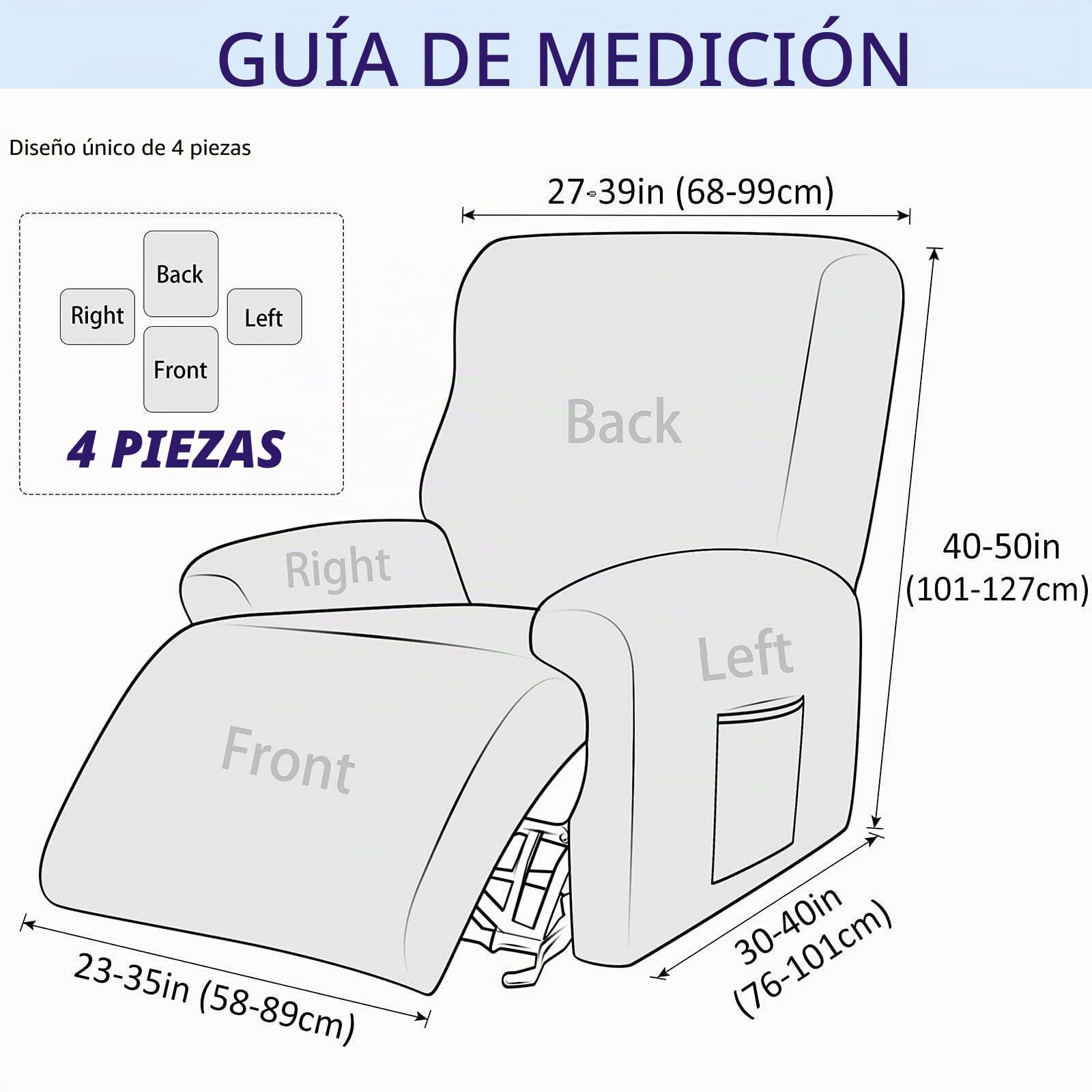 Funda elástica de terciopelo para sillón reclinable, 4 piezas, antideslizante, suave, para relajarse, protector de ajuste universal para decoración del hogar, fácil cuidado