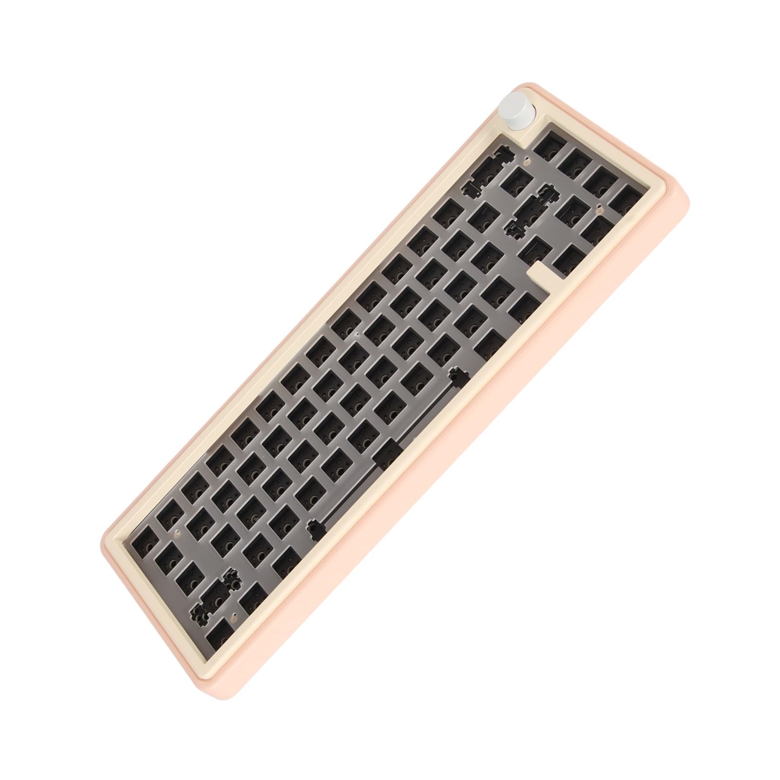 Kit de Teclado Mecánico Modular de 67 Teclas, Diseño Compacto Barebones Hotswap para Usuarios de, Aleación de Aluminio CNC (Rosa)