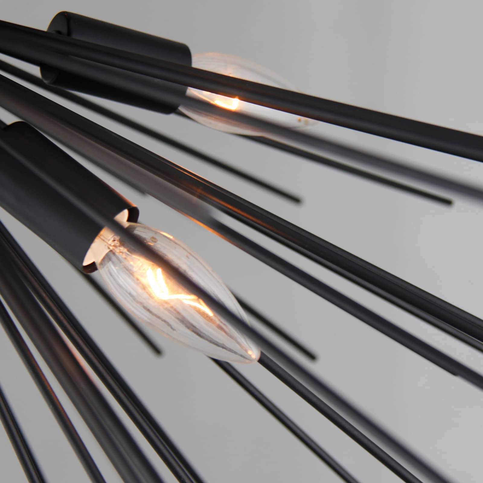 ZIRALIO Black Sputnik Chandelier 9-Light Starburst Chandelier Light Fixture for Living Room Dining Room Bedroom Kitchen Entryway Foyer, 29in Solid Metal