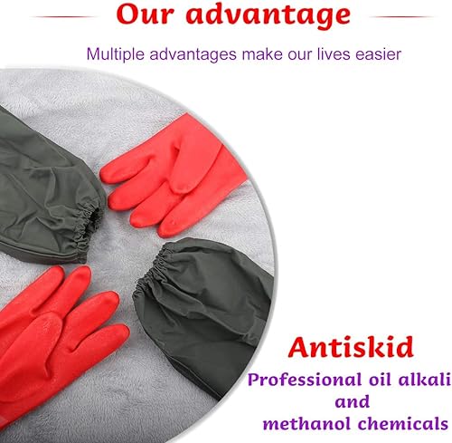 Miniatura 7 de Guantes de estanque de brazo completo con forro de algodón, guantes impermeables extra largos para limpieza de estanquesindustria de maquinaria, 25