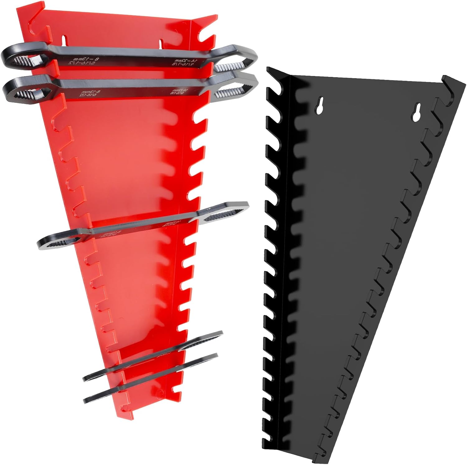 NIHUIFDPY 2Pcs Wrench Organizer for Toolbox Drawer, Premium ABS Wrench Storage Rack Holds 32 Spanners, Metric & SAE Tool Holder (5mm-27mm), Garage Organization & Mechanic Gifts-image-6