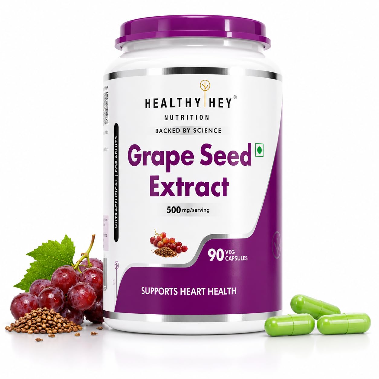 HealthyHey Nutrition Grape Seed Extract | Maximum Strength | 95% Polyphenols | 3 Month Supply | 90 Veggie Caps | (Pack of 1)-image-25