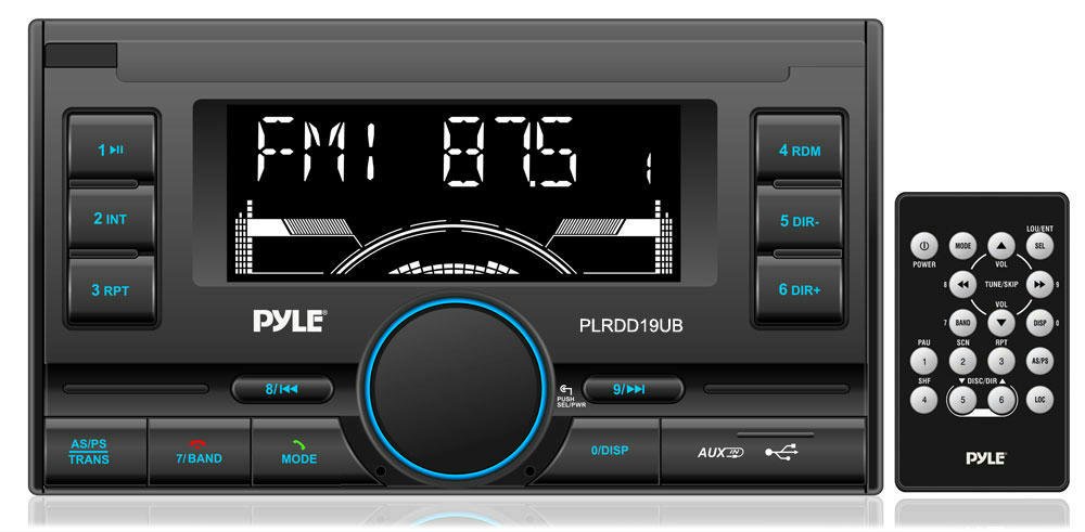 Pyle PLRDD19UB Bluetooth Digital Receiver with USB/SD Card Readers, AM/FM Radio, AUX Input, Remote Control, Double-DIN