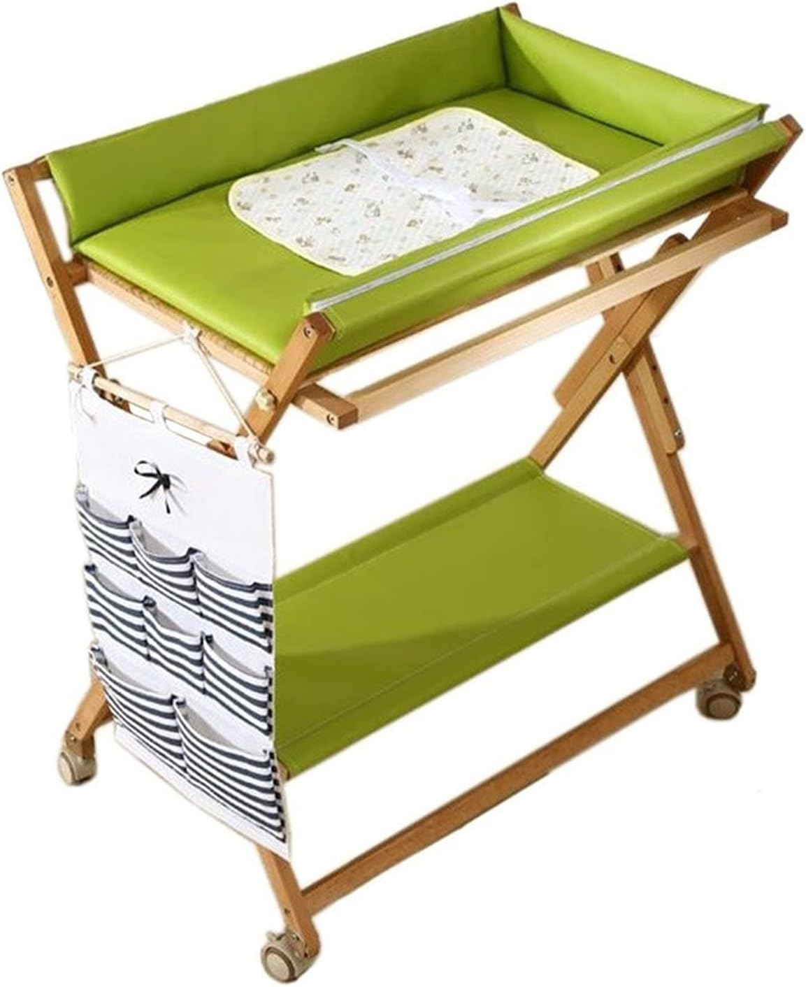 Baby Changing Table Portable Folding, Wooden Adjustable Height Infant