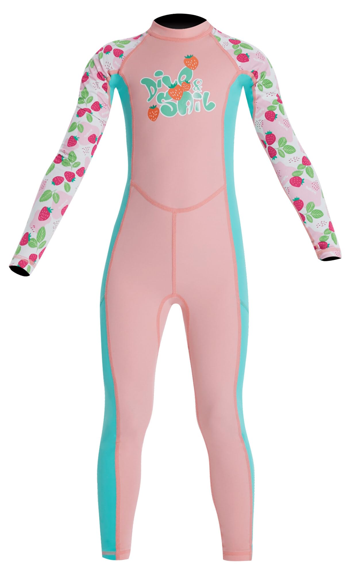 SEAUR Kids Girls Wetsuit Full Body Swimsuit UV Protection Long Sleeve One Piece Swimsuits Diving Surfing Rash Guard Pink M