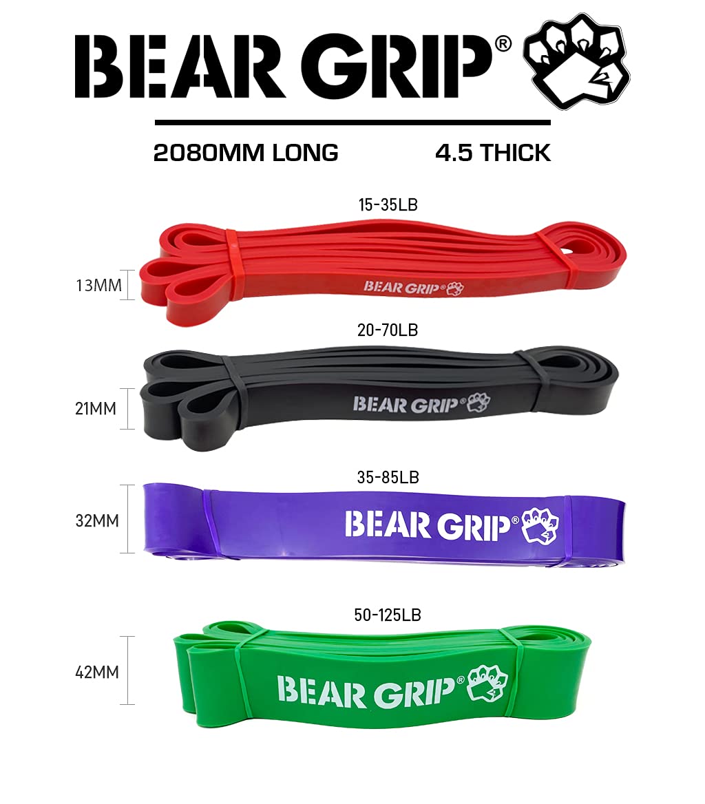 Bear Grip - Klimmzughilfe-Bänder | Strapazierfähige Widerstandsbänder für unterstützte Klimmzüge, Yoga, Stretchmobilität, Crossfit, Krafttraining für