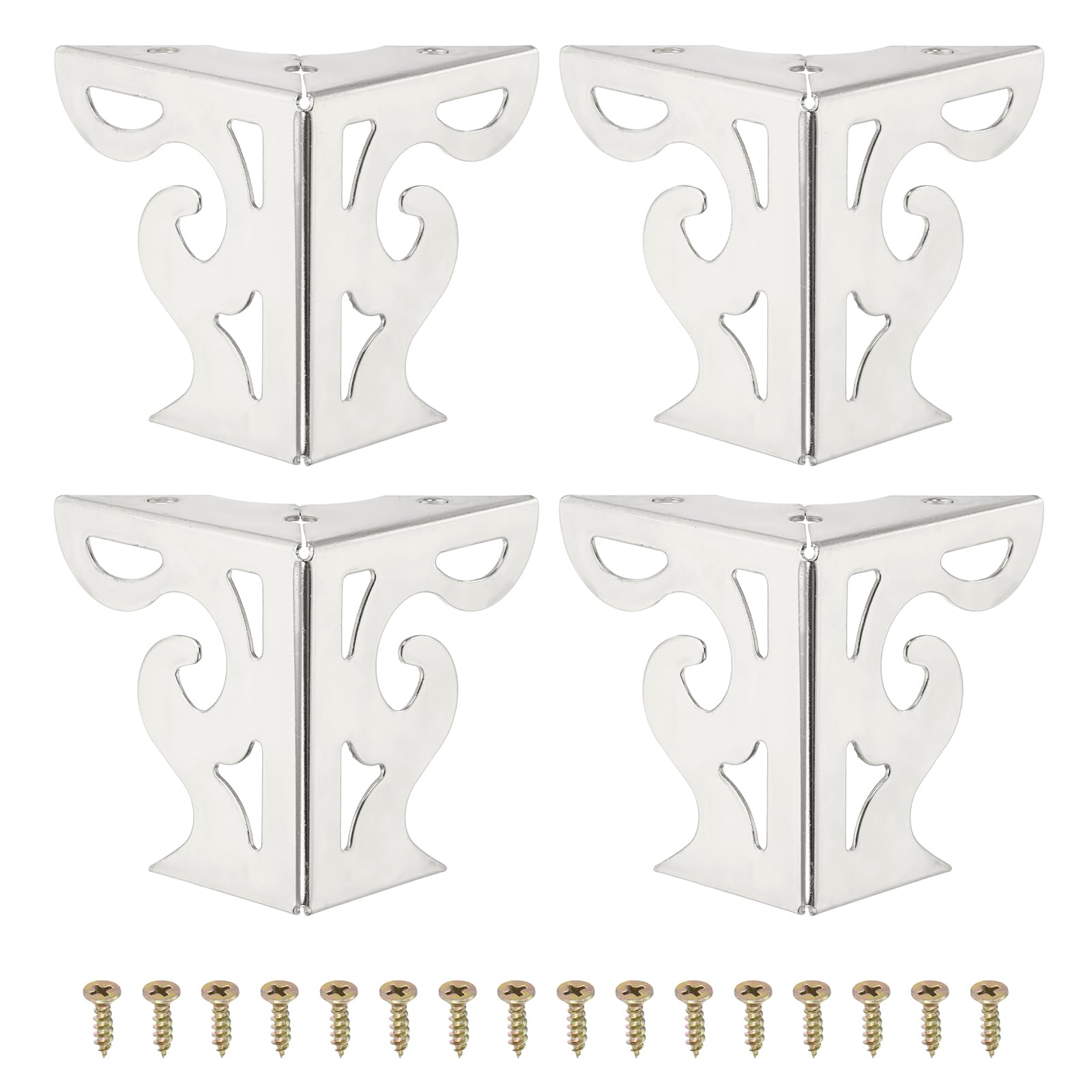 PATIKIL 3 Inch Hollow Out Furniture Legs, Set of 4 Modern Metal Triangle Couch Feet Replacement Sofa Legs for Cabinet Dresser Cupboard Table Chair Ottoman Bookcase Wardrobe, Silver