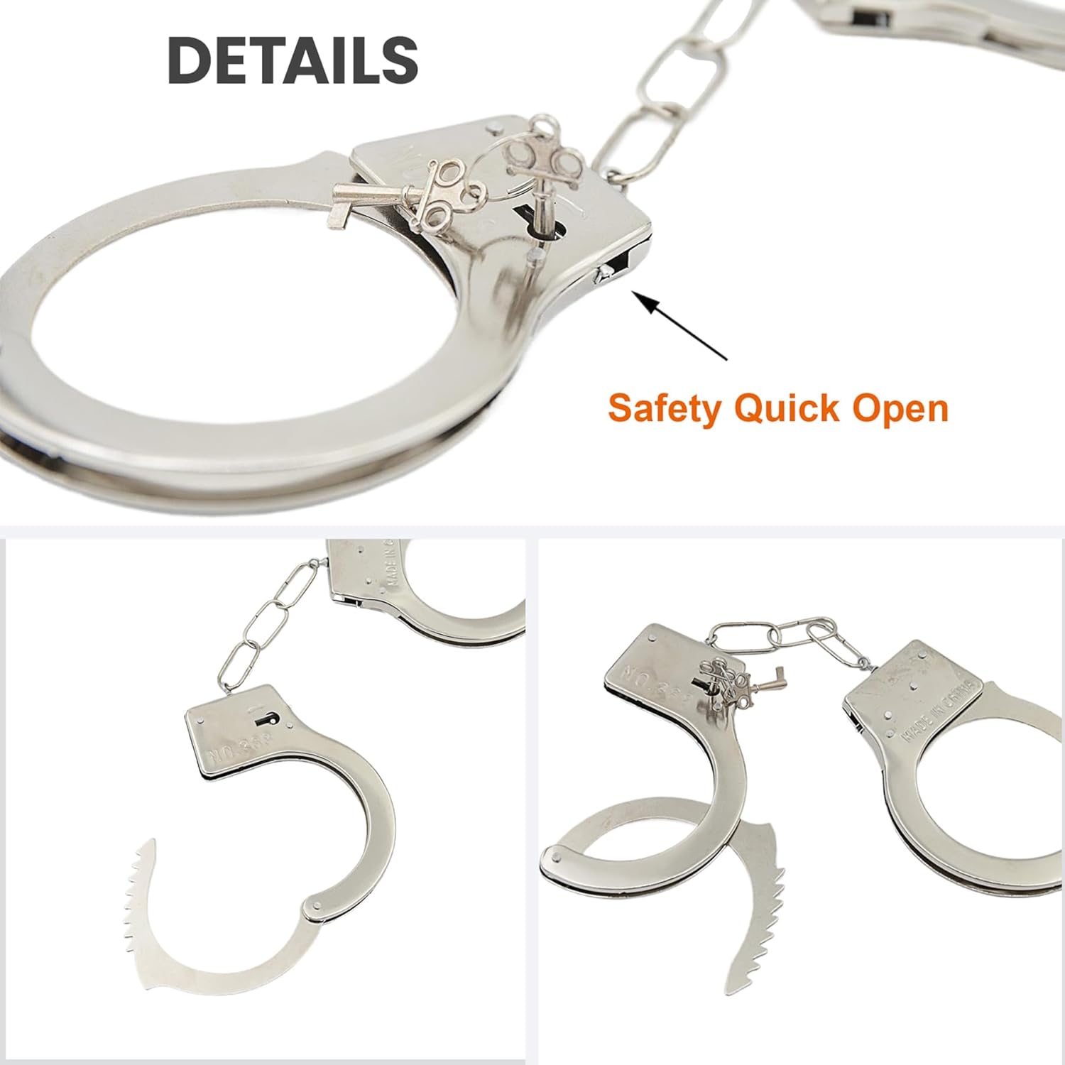 Handcuffs for Kids Safety Toy Cop Cuffs with Key Police Officer Role Play Cowboy Sheriff Halloween Costume for Kids