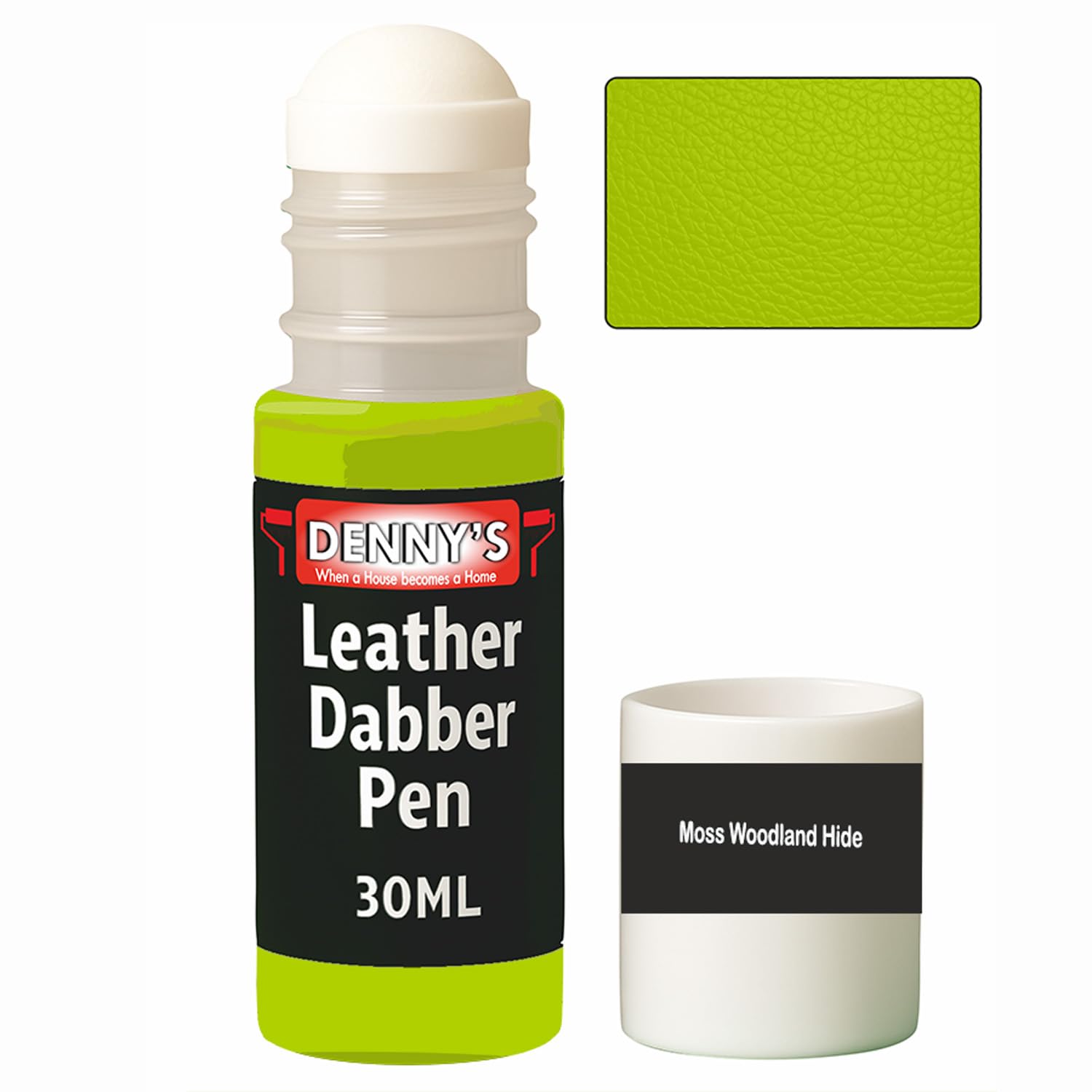 SCOOBYS PAINTS BACK IN THE MIX Leather Dabber Pen, 30ml, Leather Recolouring Paint Dye Balm Sofas, Repair Faded & Scratched Upholstery Car Seats, Shoes and Clothing, Green Shades (Moss Woodland Hide)