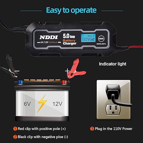 Miniatura 3 de Cargador de batería de 5 amperios, 6 V y 12 V, cargador de batería inteligente totalmente automático, cargador de batería para motocicleta,