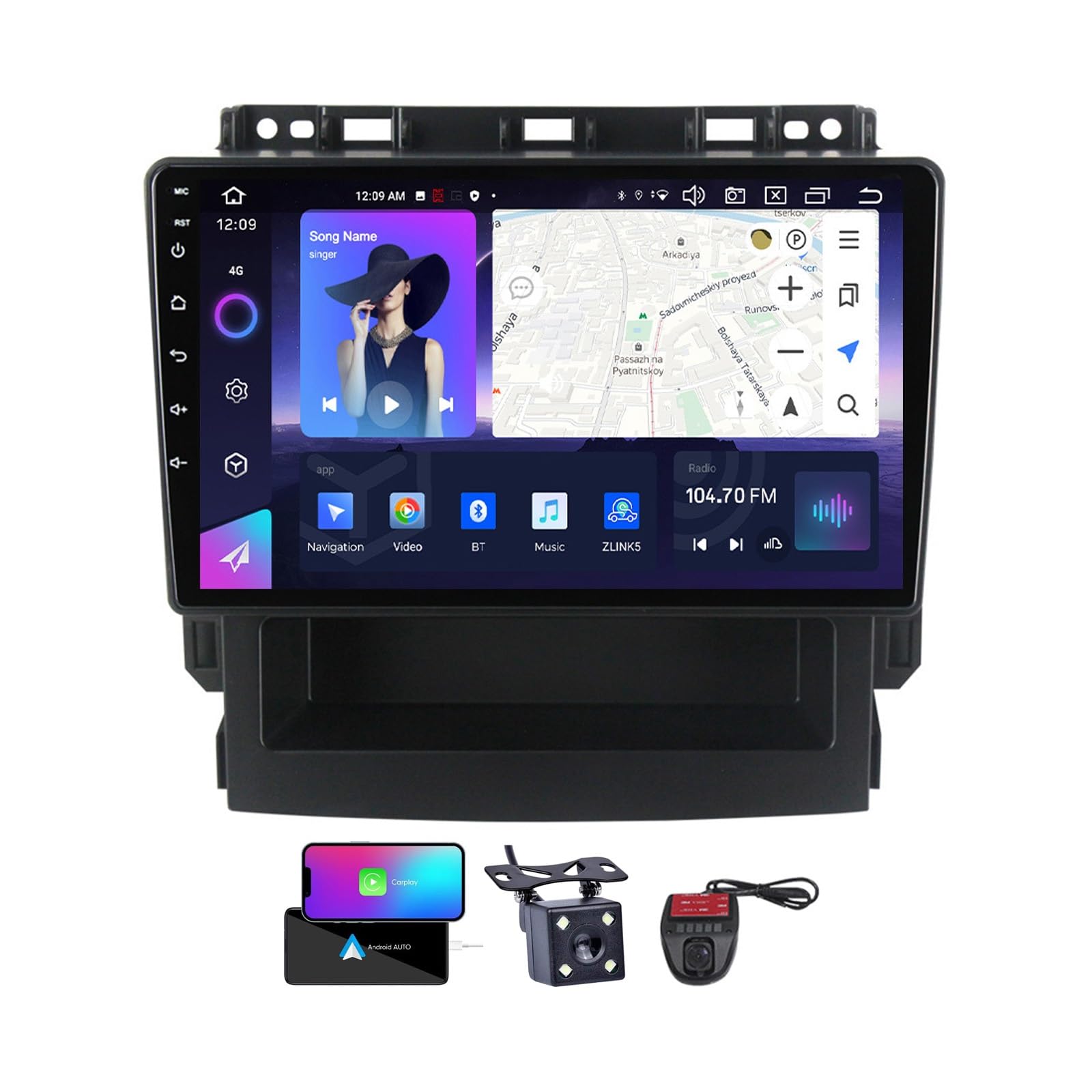 Autoradio Android 13 avec puce DSP intégrée et écran tactile 9 pouces haute netteté