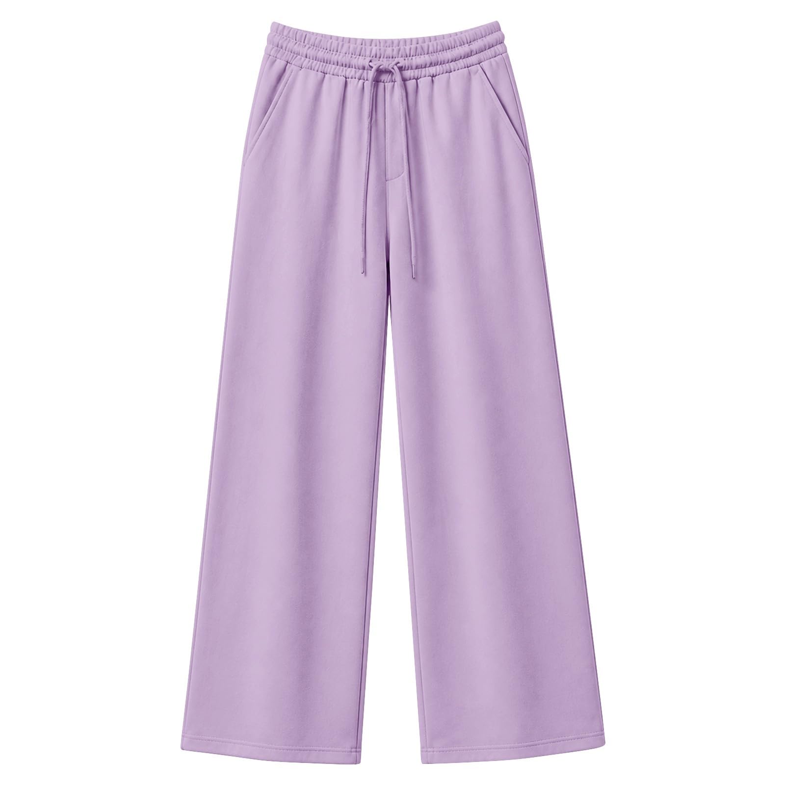 Pantalon Large Femme Doublé Polaire Taille Élastique À Cordon Avec Poches