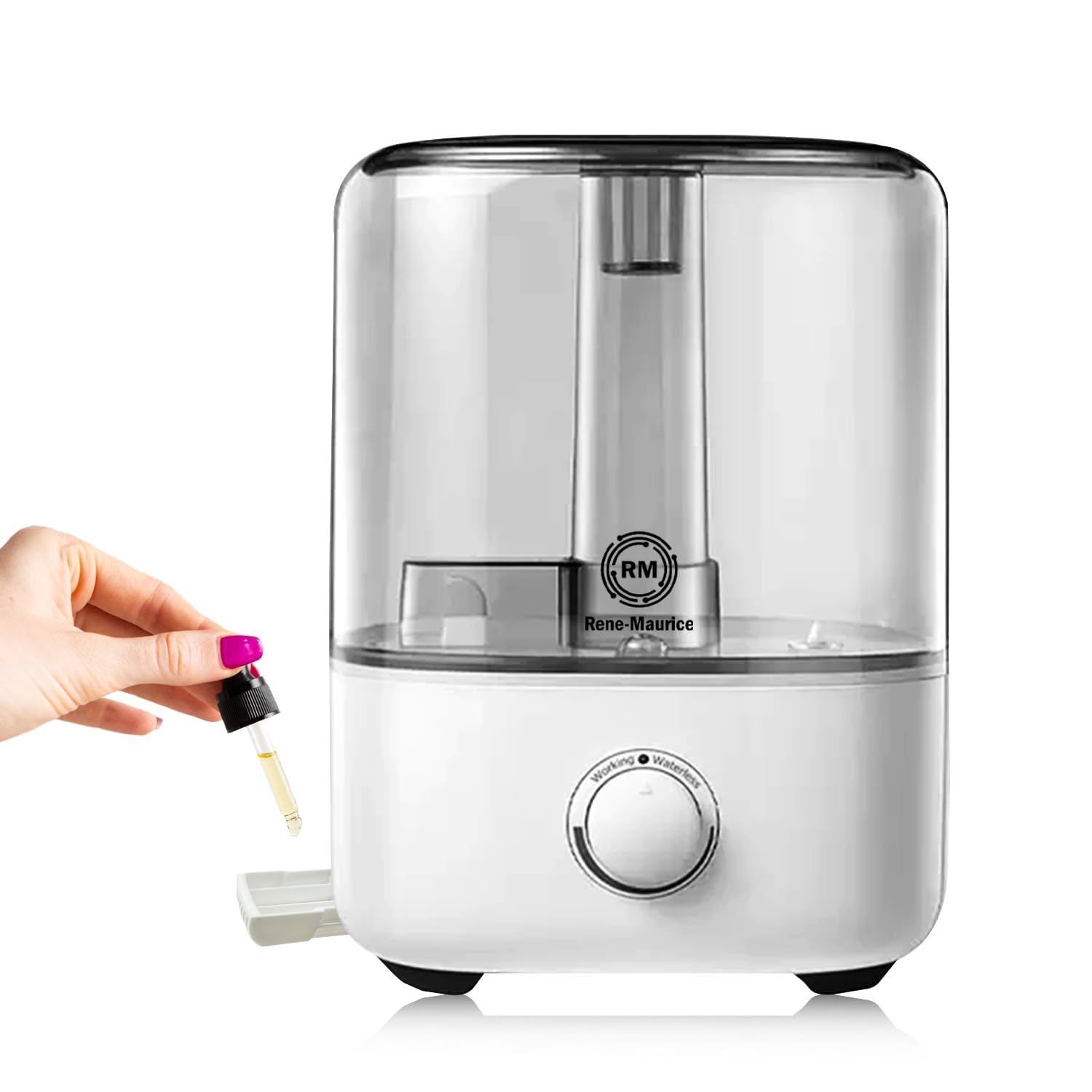 Rene-Maurice Essential Oil Humidifier 5L Ultrasonic Room Humidifier | Humidifier Aroma Diffuser | Humidifier For Room Moisture | Auto-Off-Ultra-Quiet For Home Office Diwali Gift Humidifier (White)-image-15