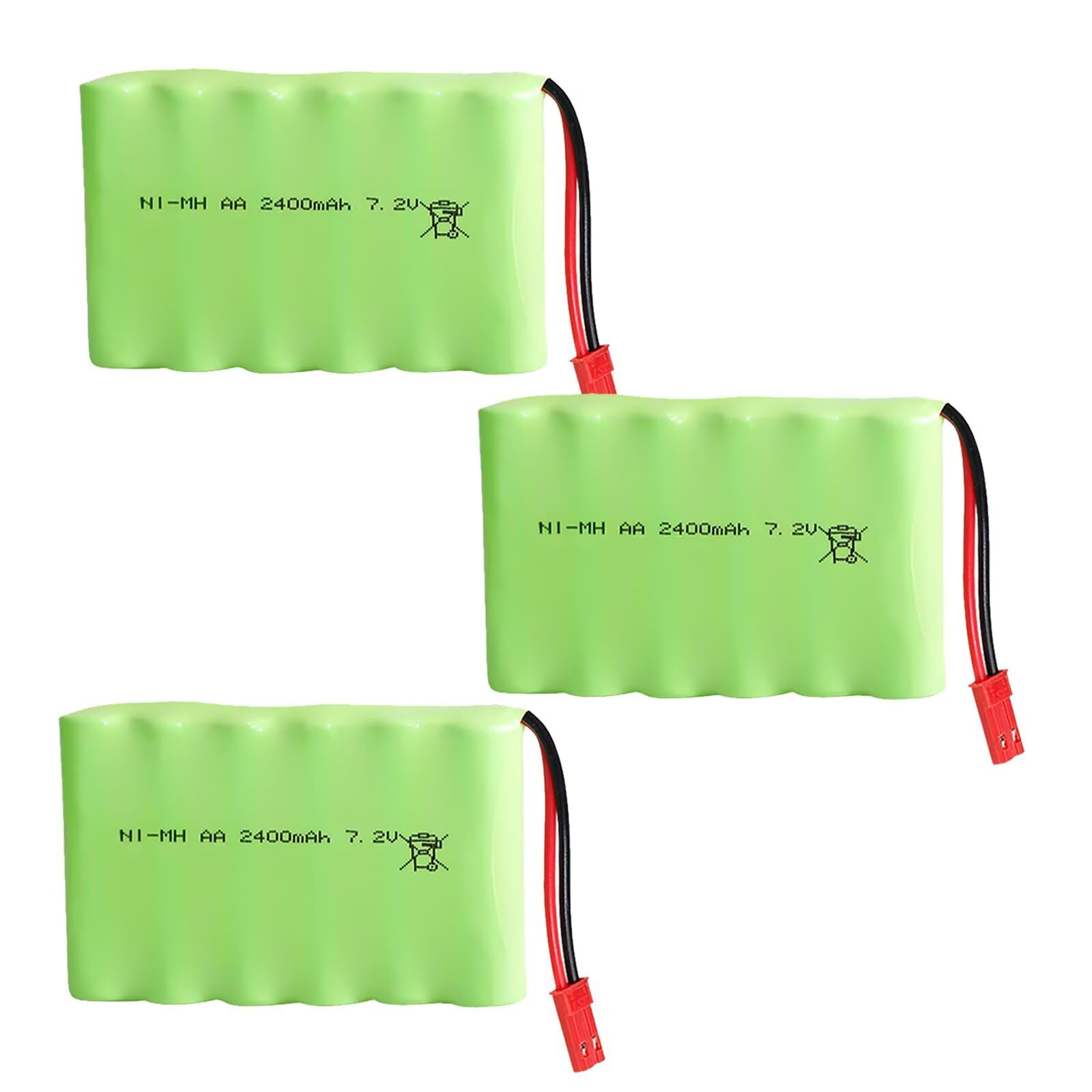 3Pack 7.2V 2400mAh NI-MH RC Battery Pack RC Car Truck Rechargeable Replacement AA Battery Cell JST-2P Plug for RC Toys,Drone,Remote Control Car DIY(3Pack)