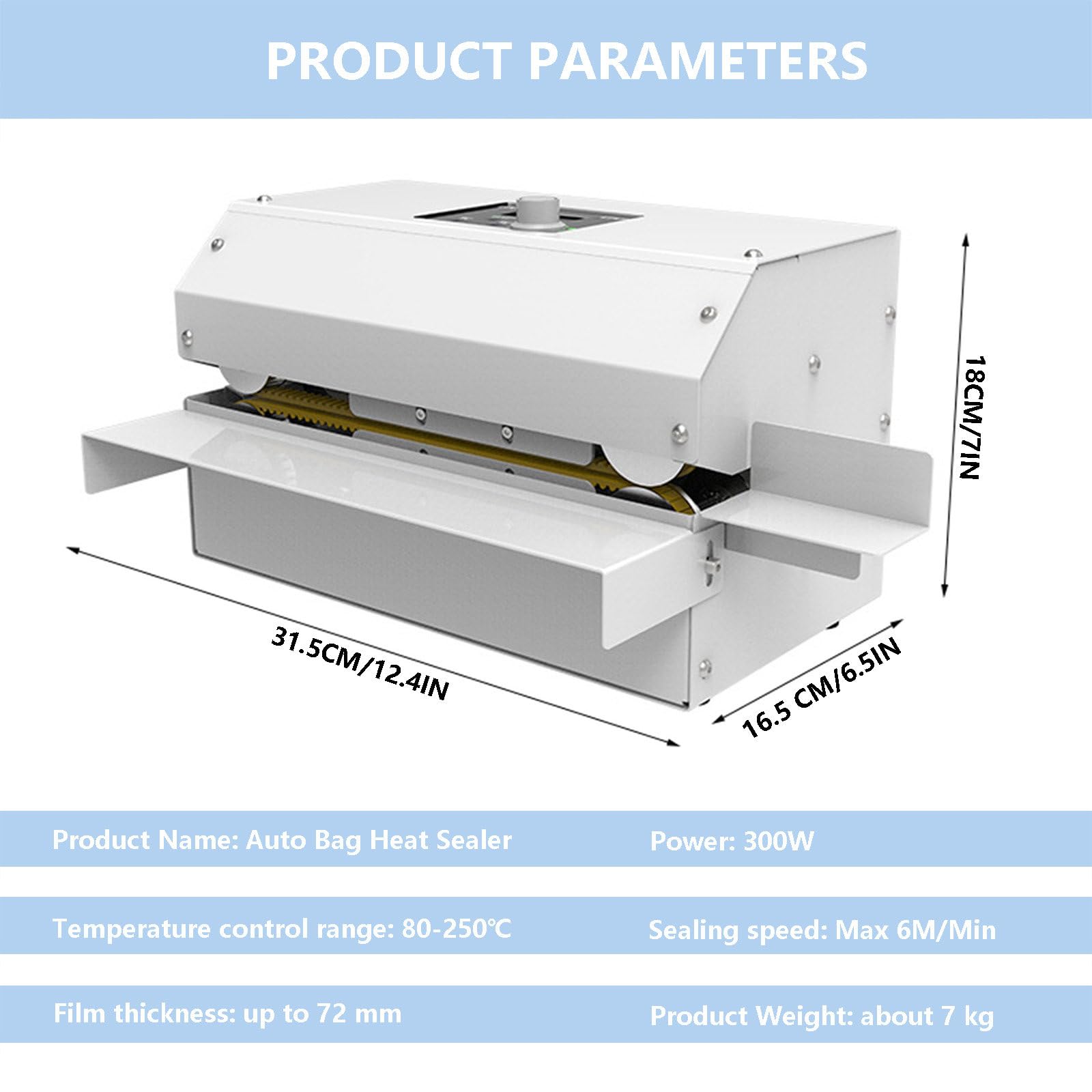 Máquina selladora al vacío, sellado térmico automático, funcionamiento continuo para uso doméstico y comercial, control de temperatura ajustable de 80.0-250.0 °C, fácil de usar y limpiar