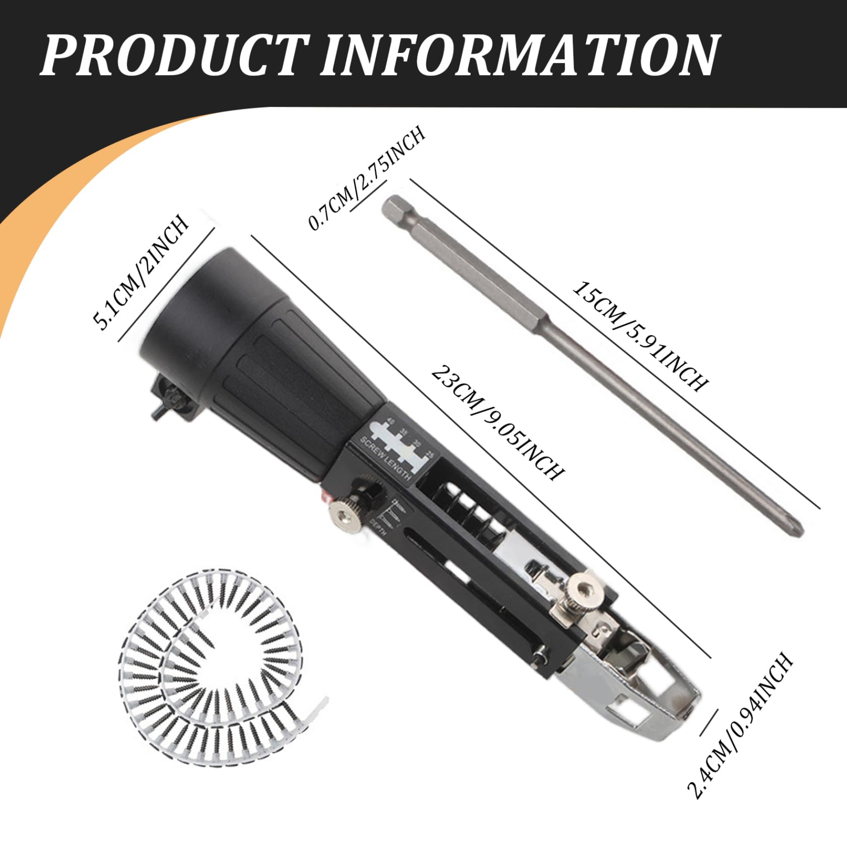 Pistola de tornillos en tiras, accesorio de pistola de tornillos para paneles de yeso, taladro eléctrico en tiras automático, equipo de apriete de clavos, herramienta de carpintería para entusiastas