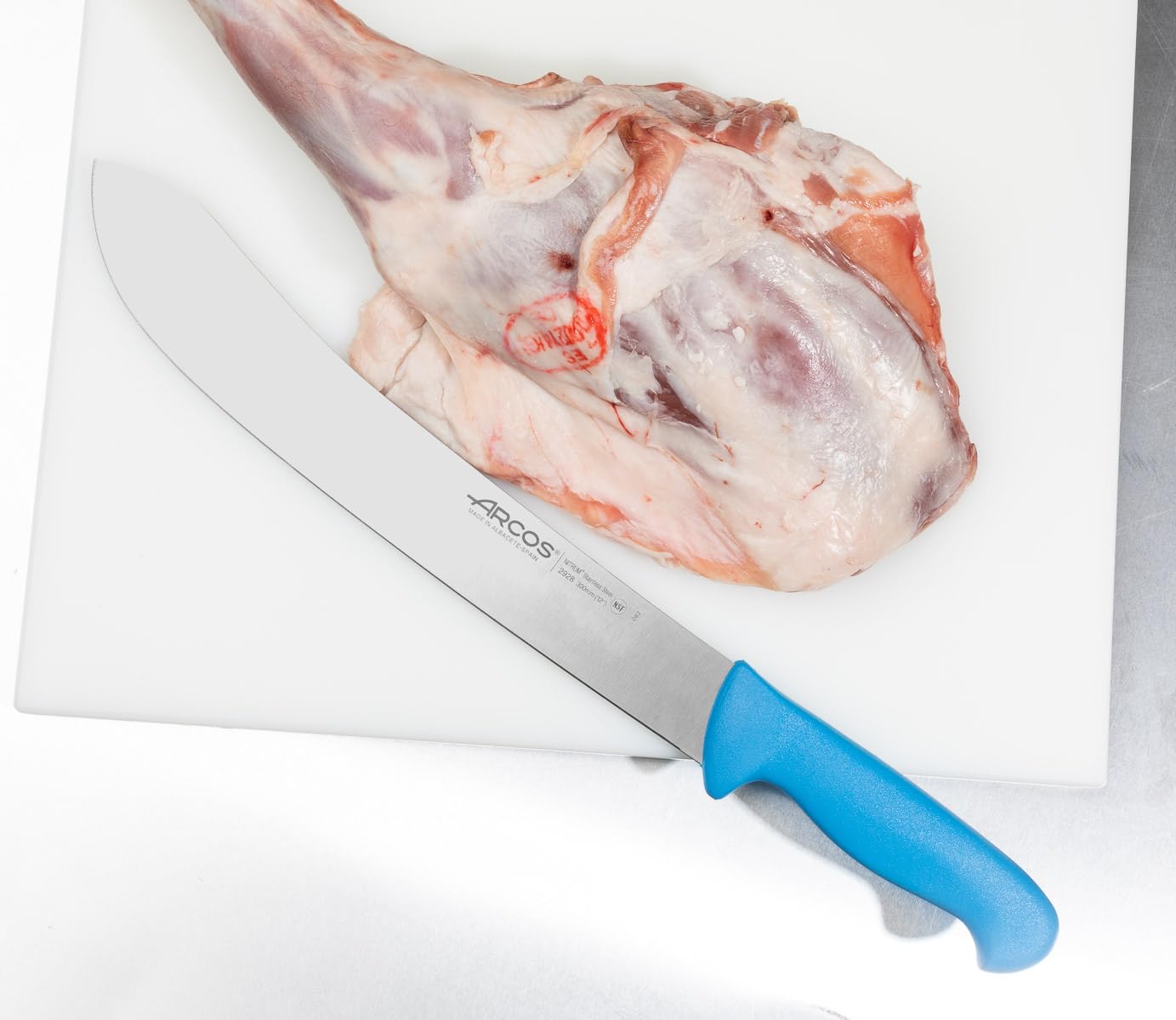 Arcos Serie 2900 - Coltello Scannare Coltello Macellaio Coltello Bistecca - Lama Acciaio Inossidabile Nitrum 300 mm - Manico Polipropilene Colore Blu