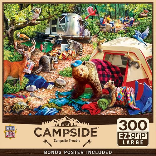 Image of MasterPieces 300 Piece EZ Grip Jigsaw Puzzle - Campsite Trouble - 18 inchx24 inch