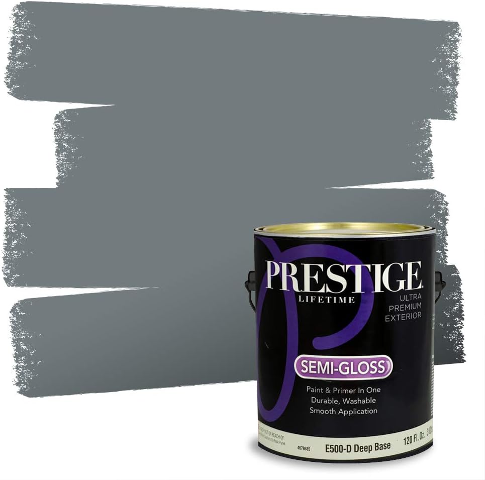 PRESTIGE Paints Exterior Paint and Primer In One, 1-Gallon, Semi-Gloss, Comparable Match of Sherwin Williams* Foggy Day*