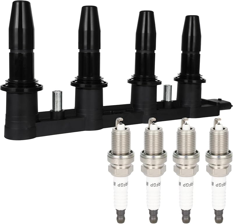Kit de bobina de ignição ECCPP UF606 com 4 velas de irídio para Chevrolet Astra e Saturn Astra 1.8L – 1 conjunto