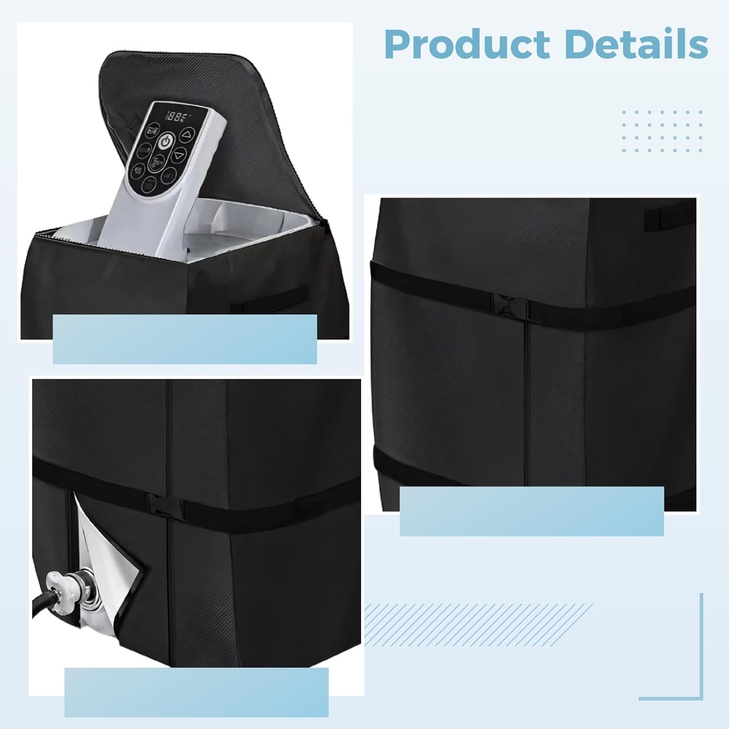 Outdoor Spa Heater Cover with Control Panel Protection, Waterproof Oxford Cloth Enclosure for Pool Pump Systems, Weatherproof Equipment Guard