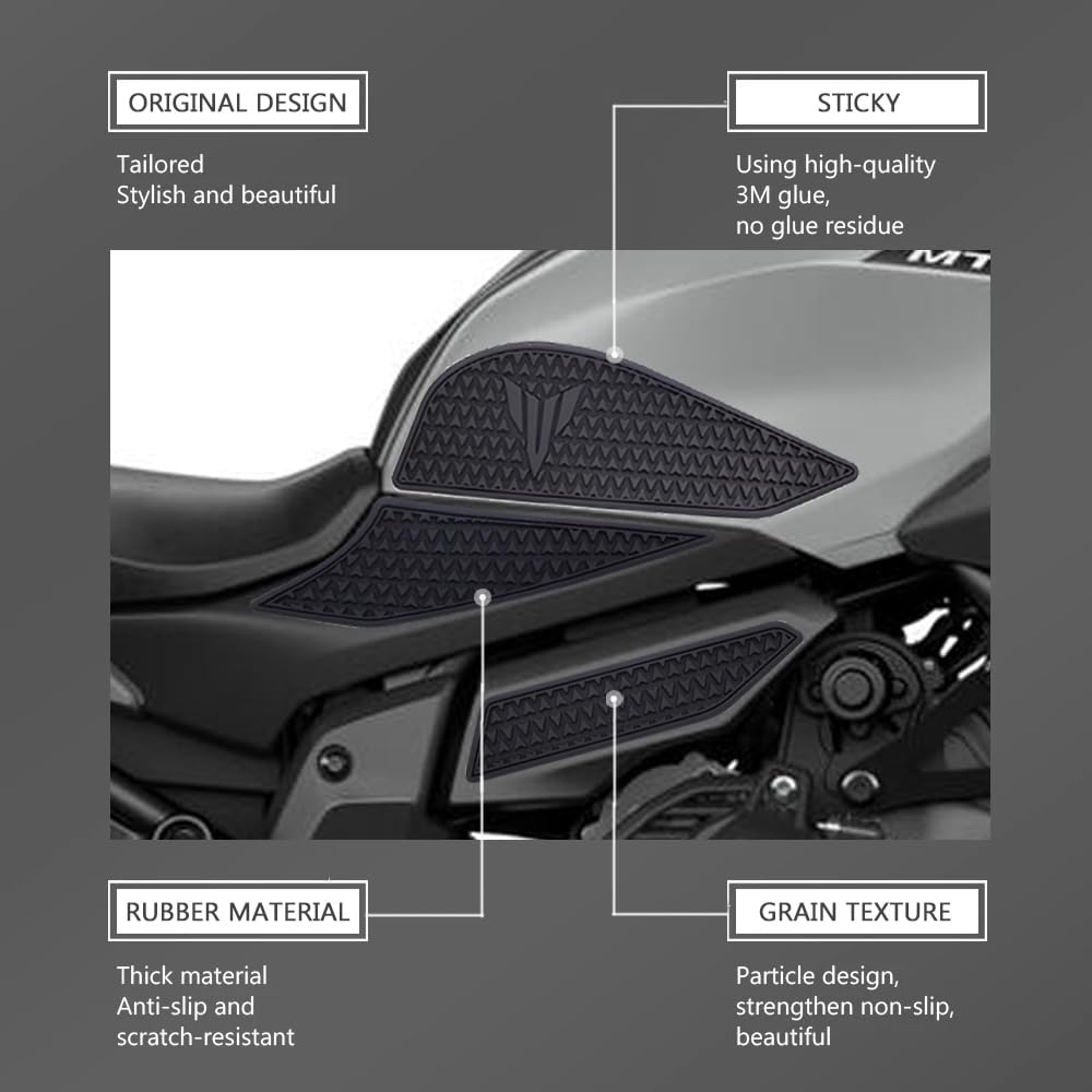 Für Yamaha MT 07 MT07 MT-07 2025 Motorrad-Tank-Tank-Traktionspad, Anti-Rutsch-Aufkleber, Gas-Kniegriffschutz