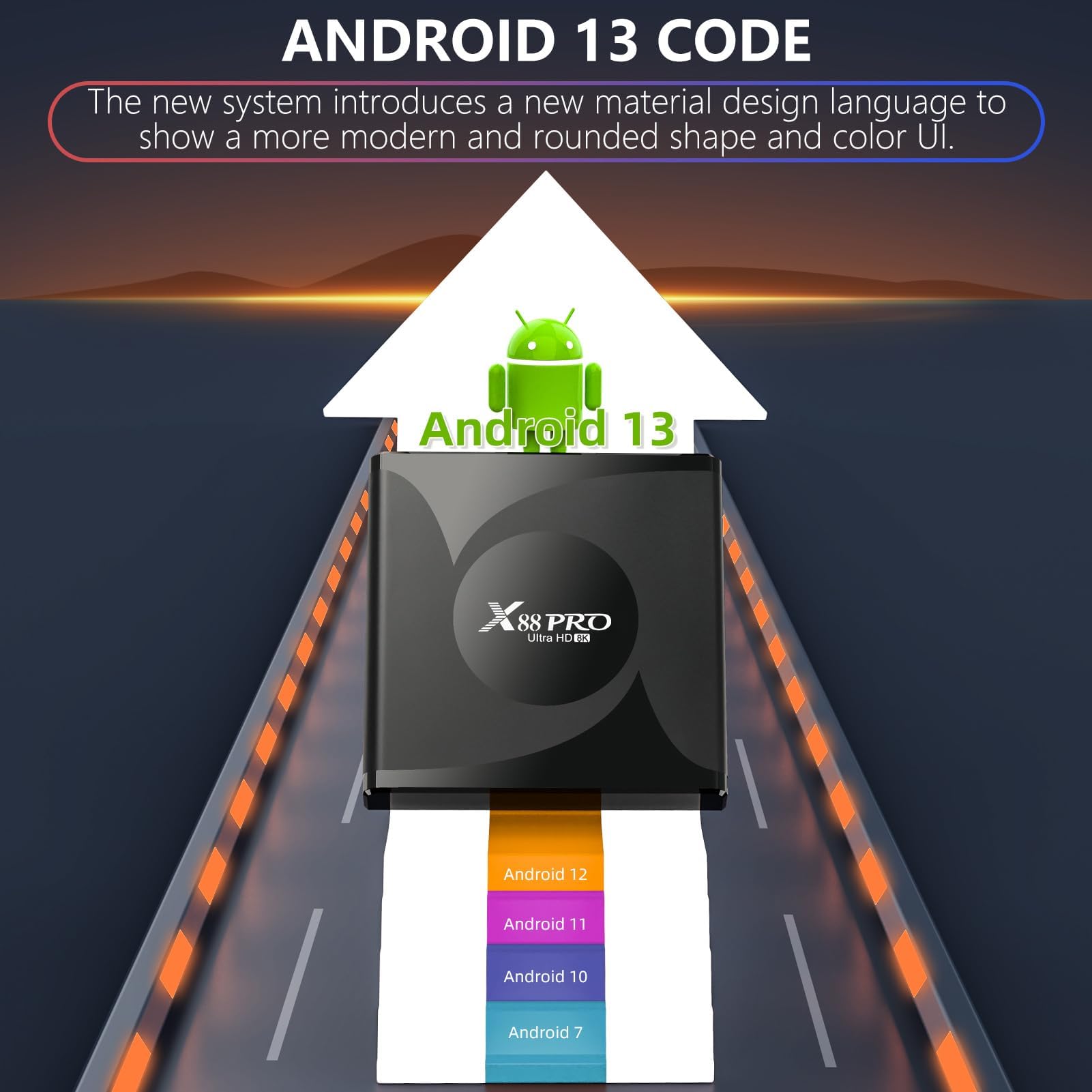 Android 13 TV Box, RK3528 Quad-Core 4GB RAM 64GB ROM 8K HD 2.0 Dual Band WiFi Bluetooth 5.0 Media Player