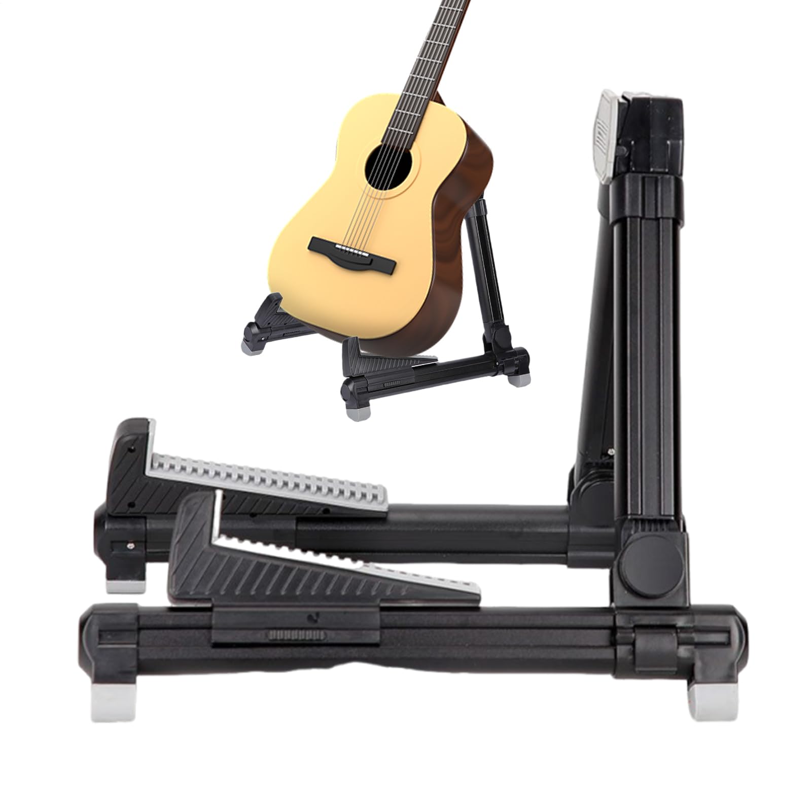 Petit stand de guitare réglable et compact avec revêtement antidérapant