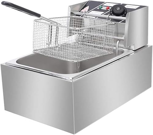 Miniatura 3 de Joyleah Freidora comercial, 6.3QT/6L 2500W MAX Freidora eléctrica de acero inoxidable con cesta, freidora de encimera para pollo, papas fritas,