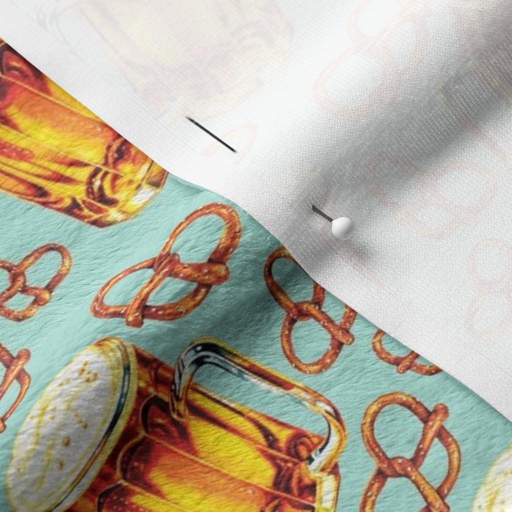 Spoonflower Fabric - Beer & Food Men Retro Vintage Pretzel Kitchen Decor Printed on Minky Fabric by The Yard - Sewing Baby Blankets Quilt Backing Plush