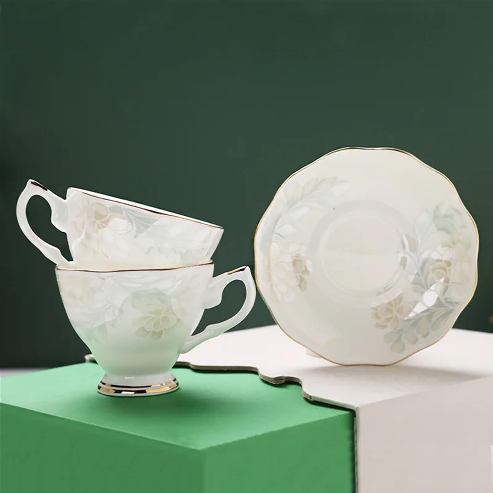 Juego de Taza y Plato de café de Porcelana de Hueso de 175 ml, Taza de Porcelana de Hueso, Plato, Taza de Agua, té de la Tarde